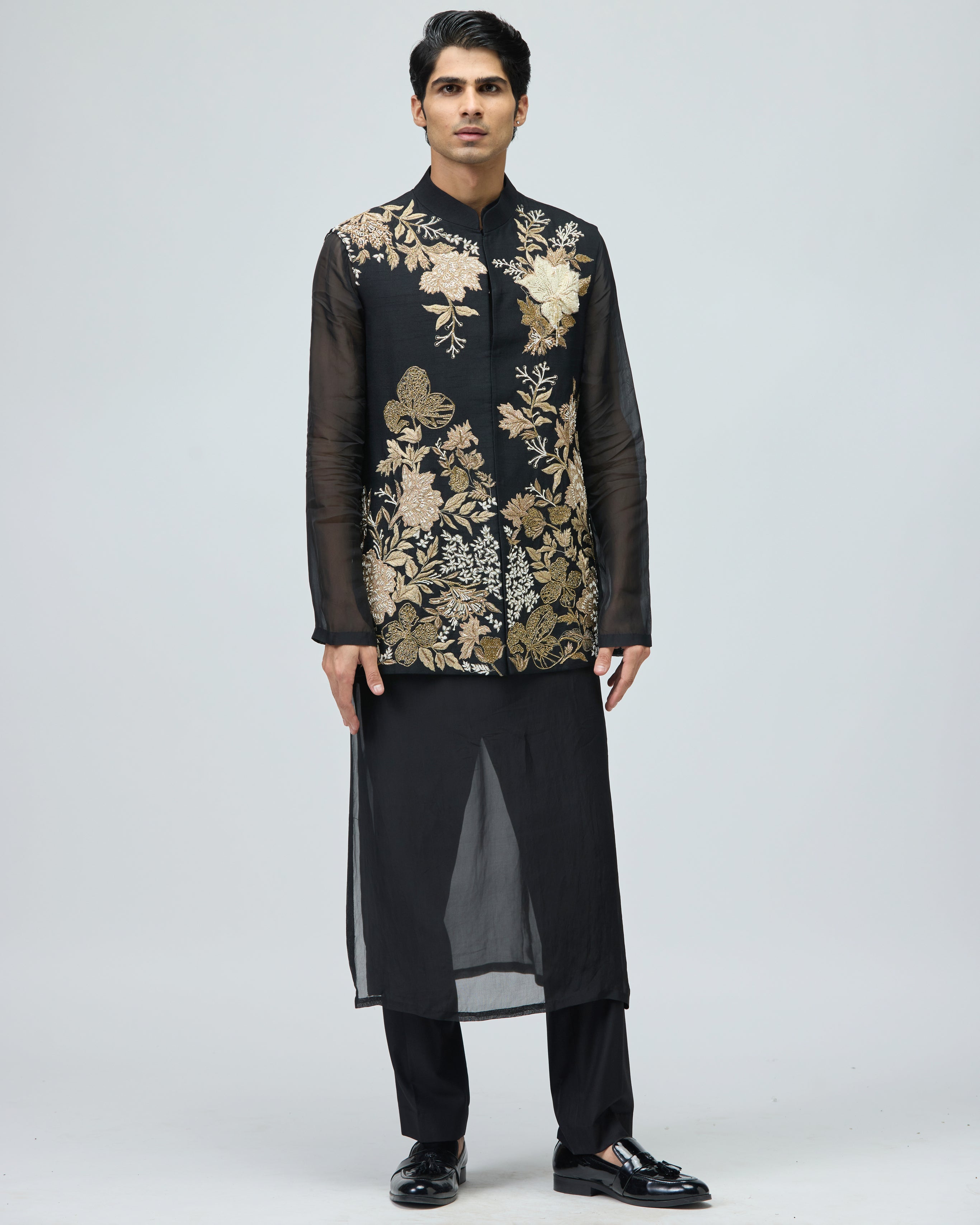 BLACK CHANDERI SILK BUNDI