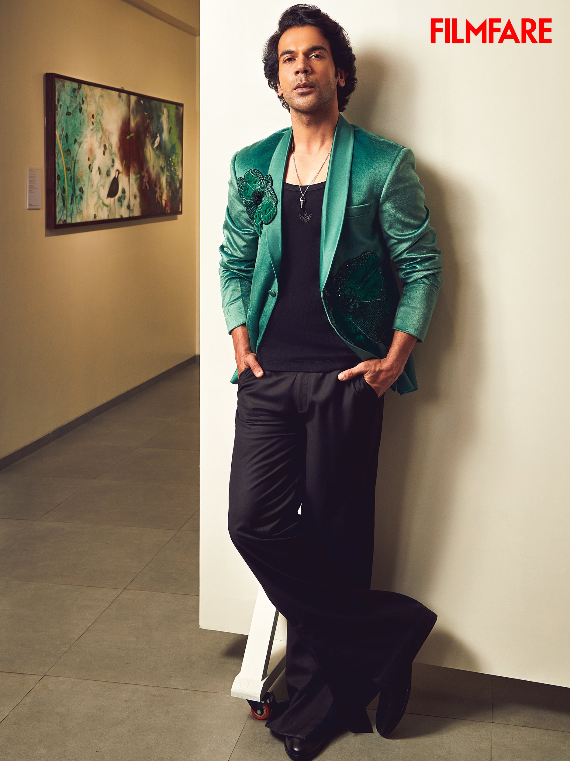 RAJKUMAR RAO IN BLACK & GREEN PRINTED AND EMBROIDERED JACKET SET