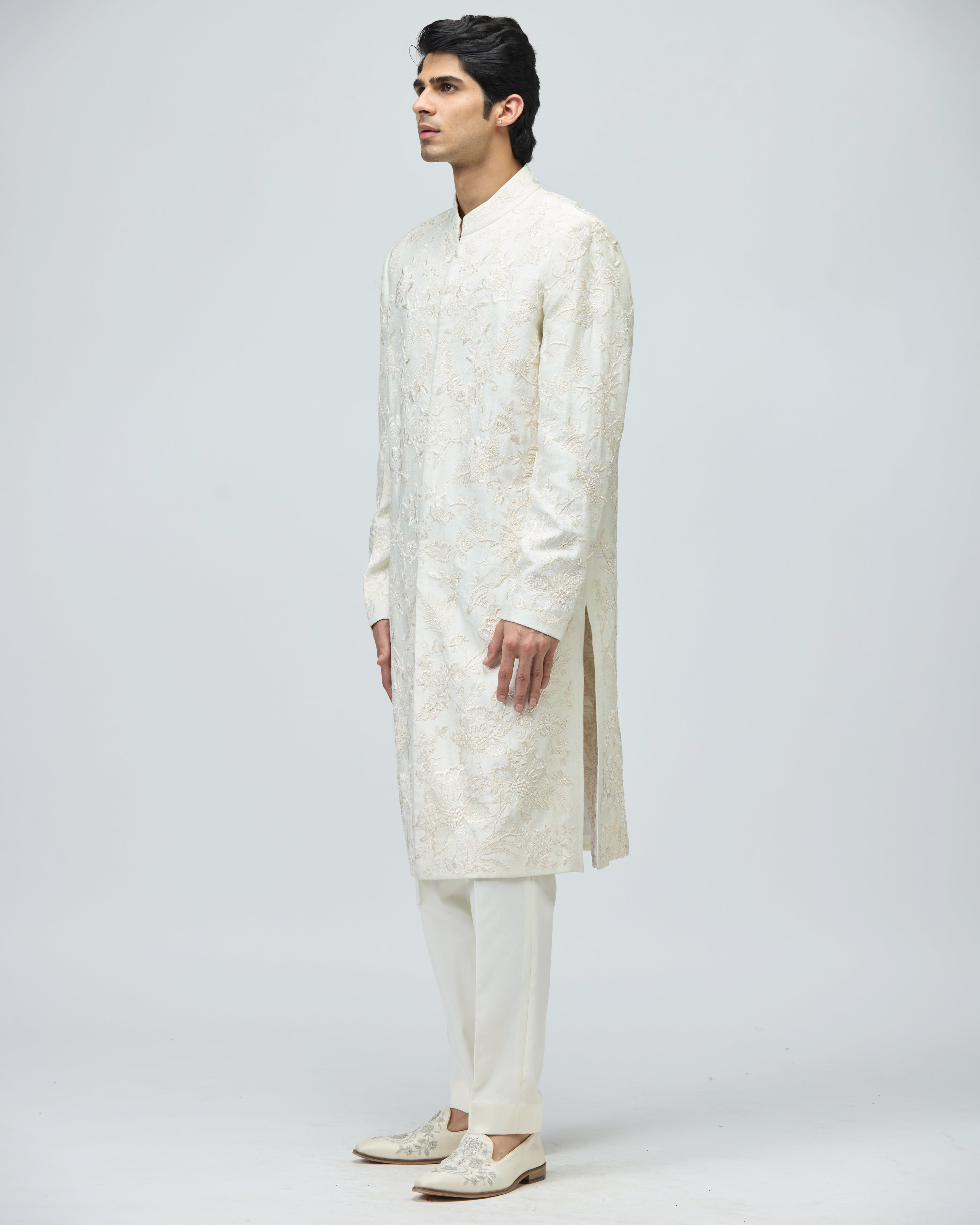 IVORY MODAL DUPION SHERWANI SET