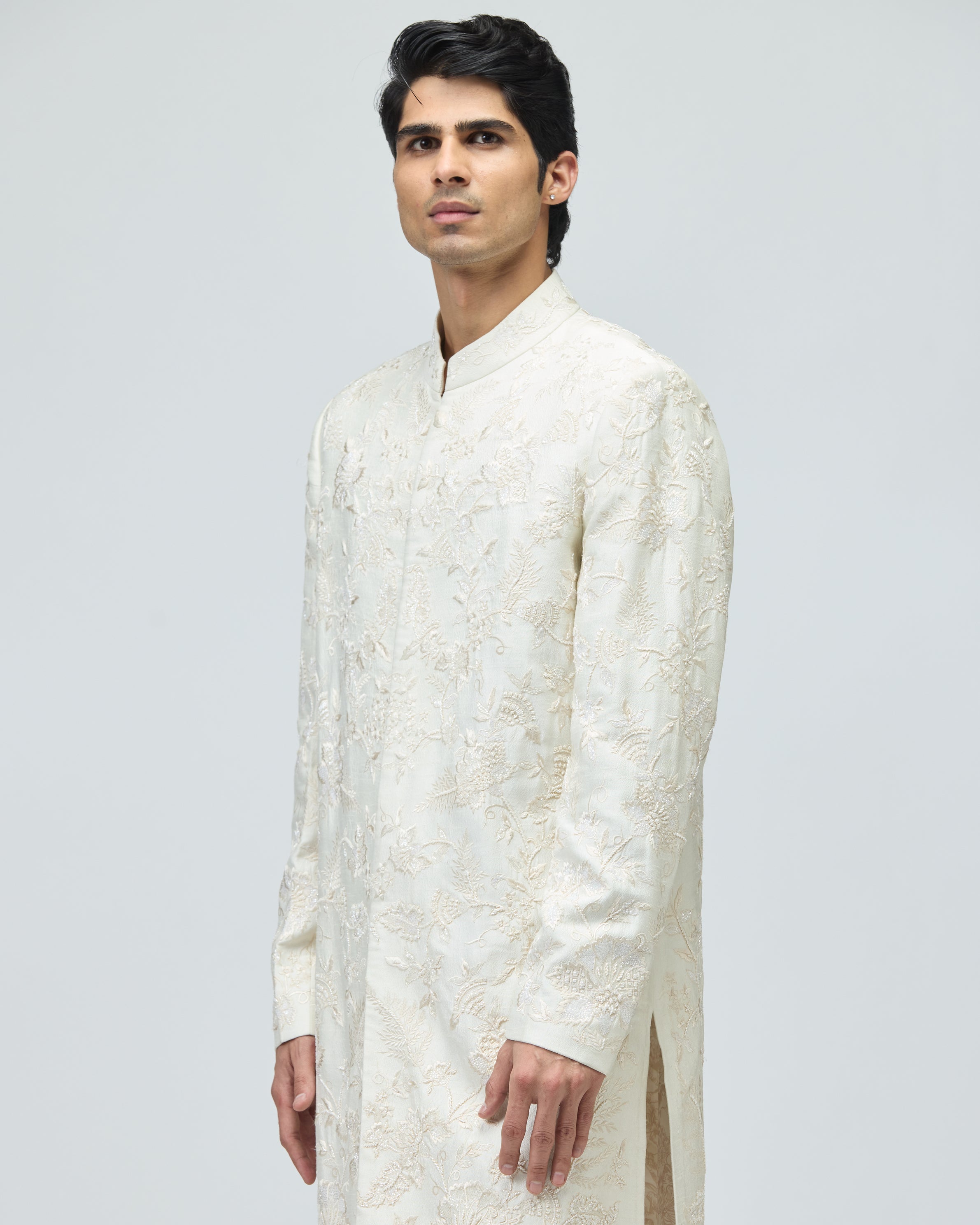 IVORY MODAL DUPION SHERWANI SET