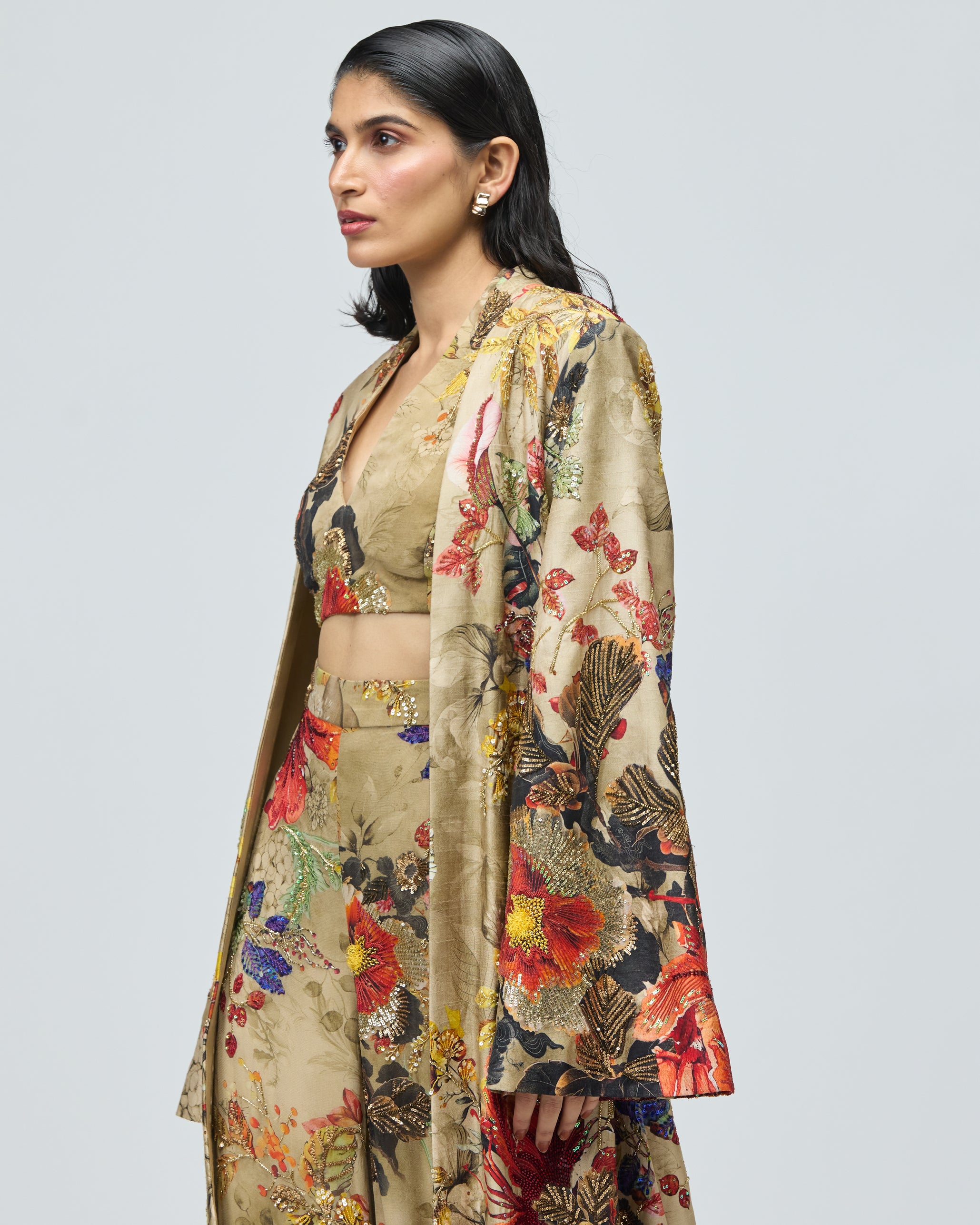 AUTUMN PRINTED FLOWERS CAPE SET