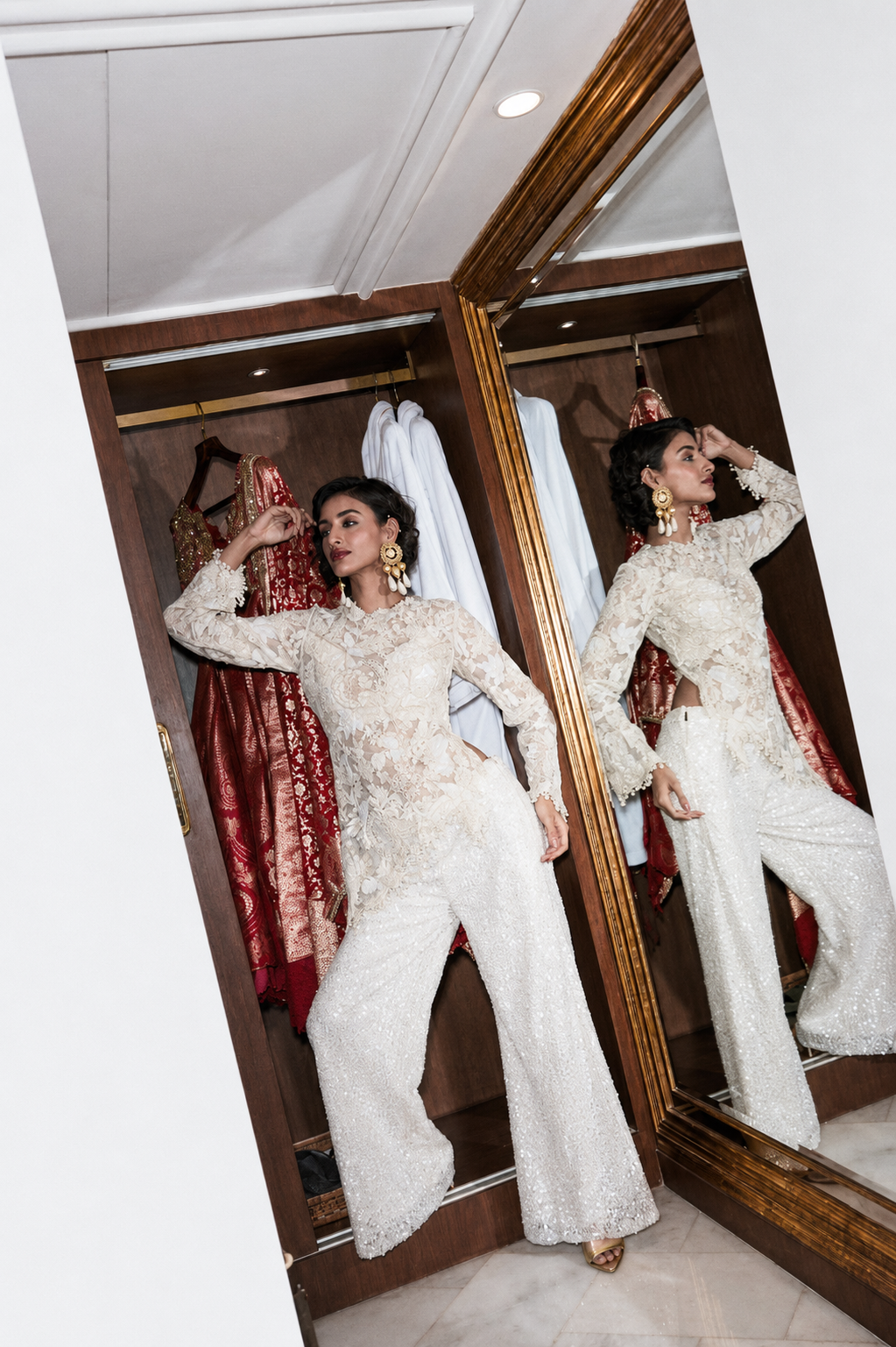 IVORY EMBELLISHED PEPLUM SET