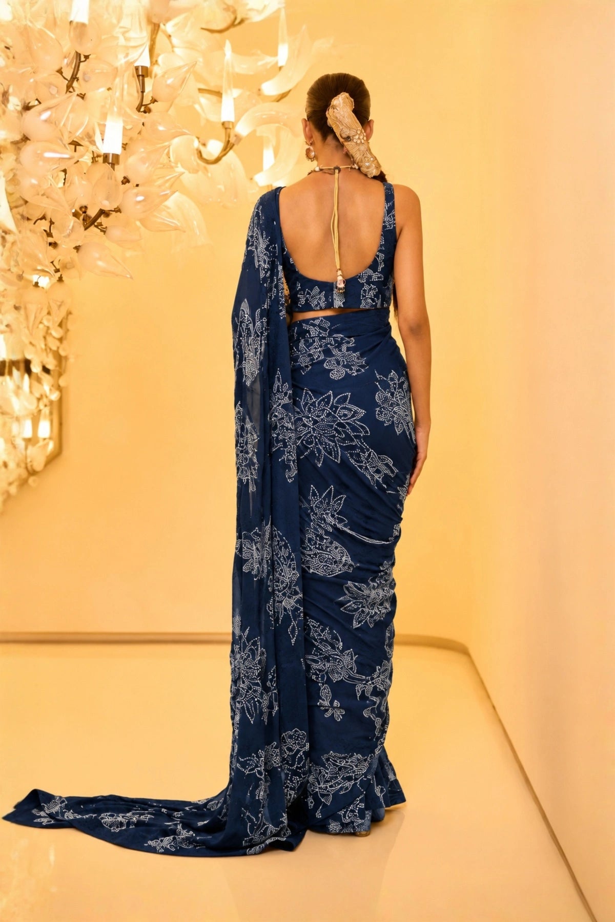 Swarovski Blue Saree Set