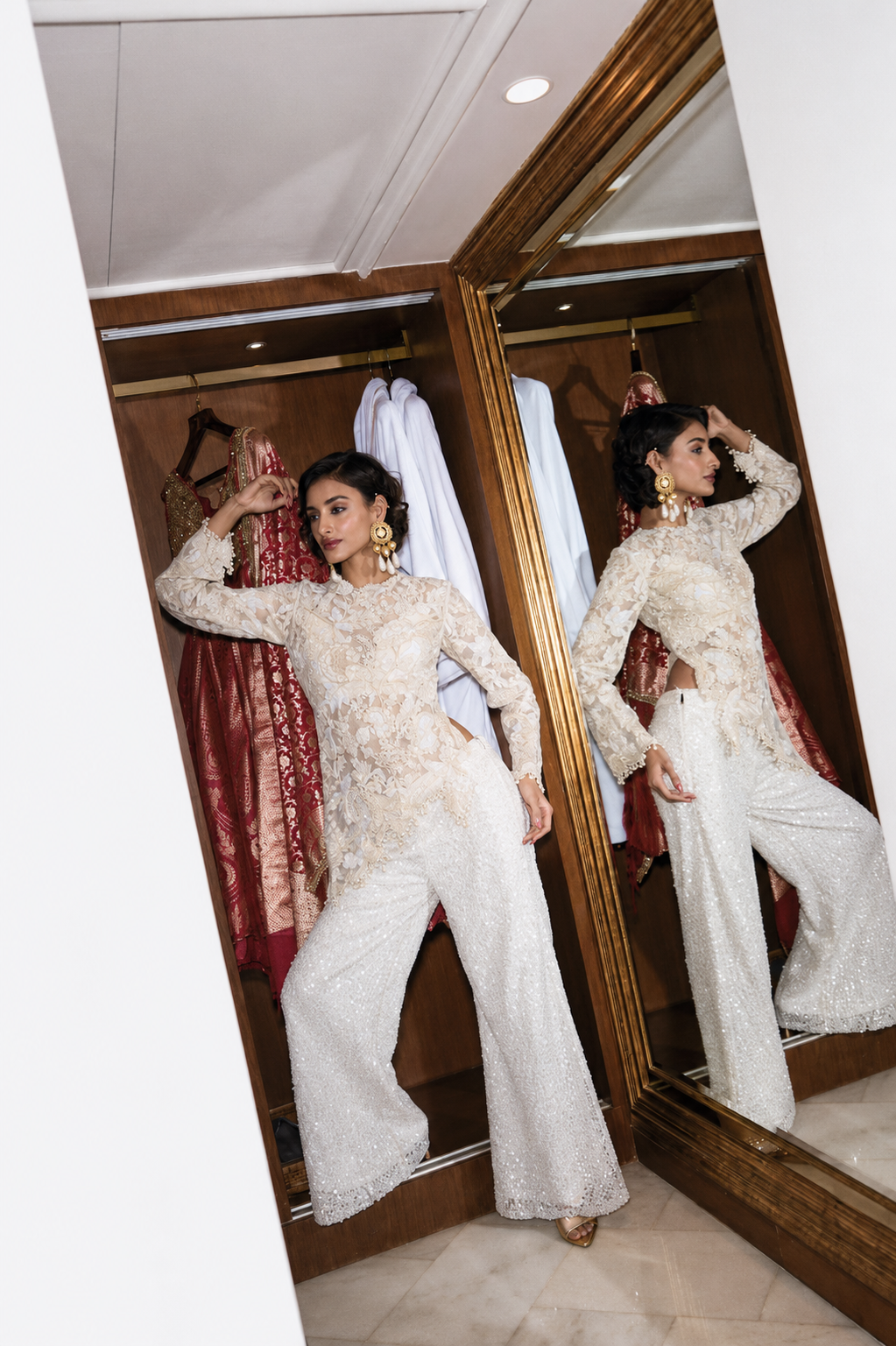 IVORY EMBELLISHED PEPLUM SET