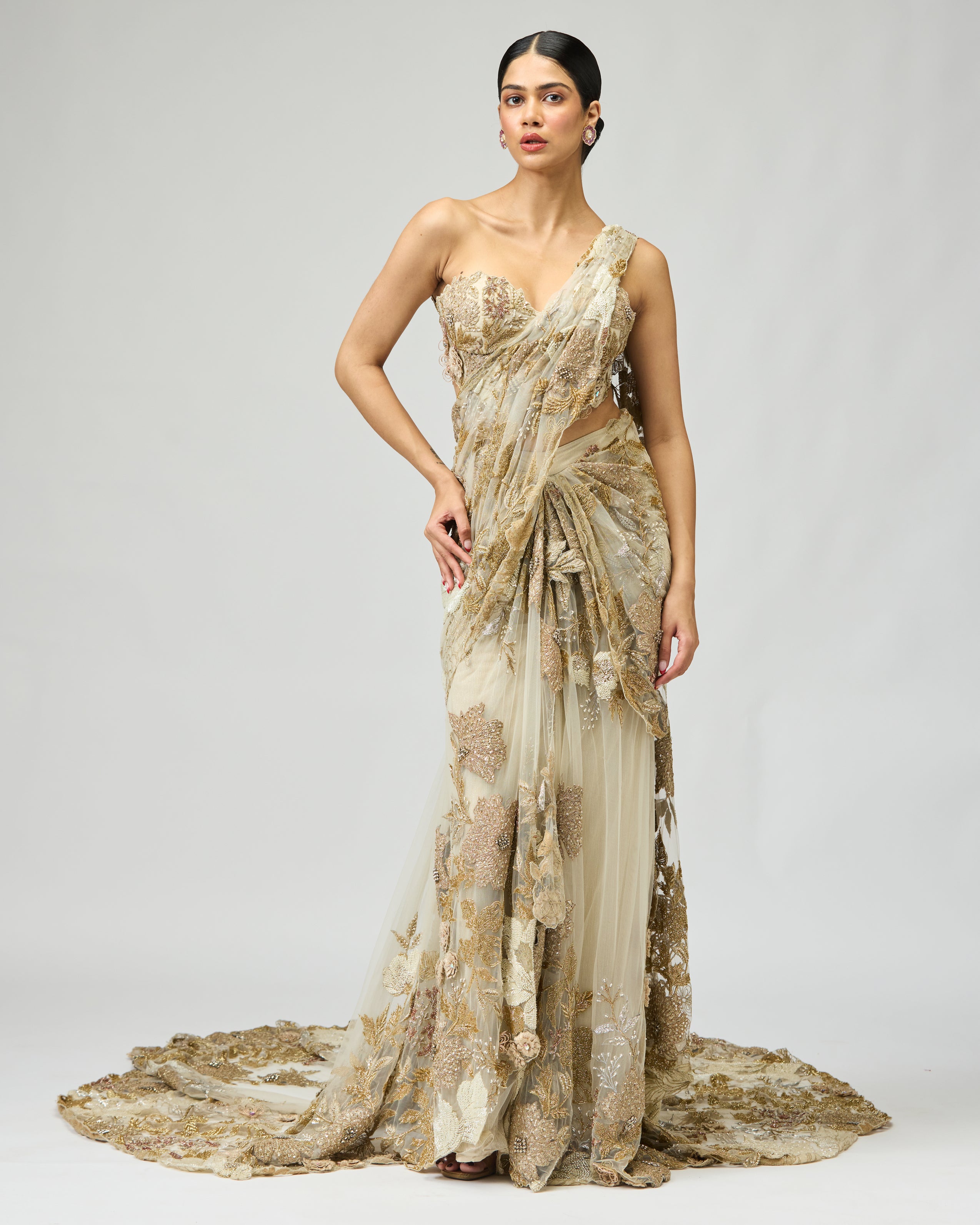 GOLD PATCH SAREE SET