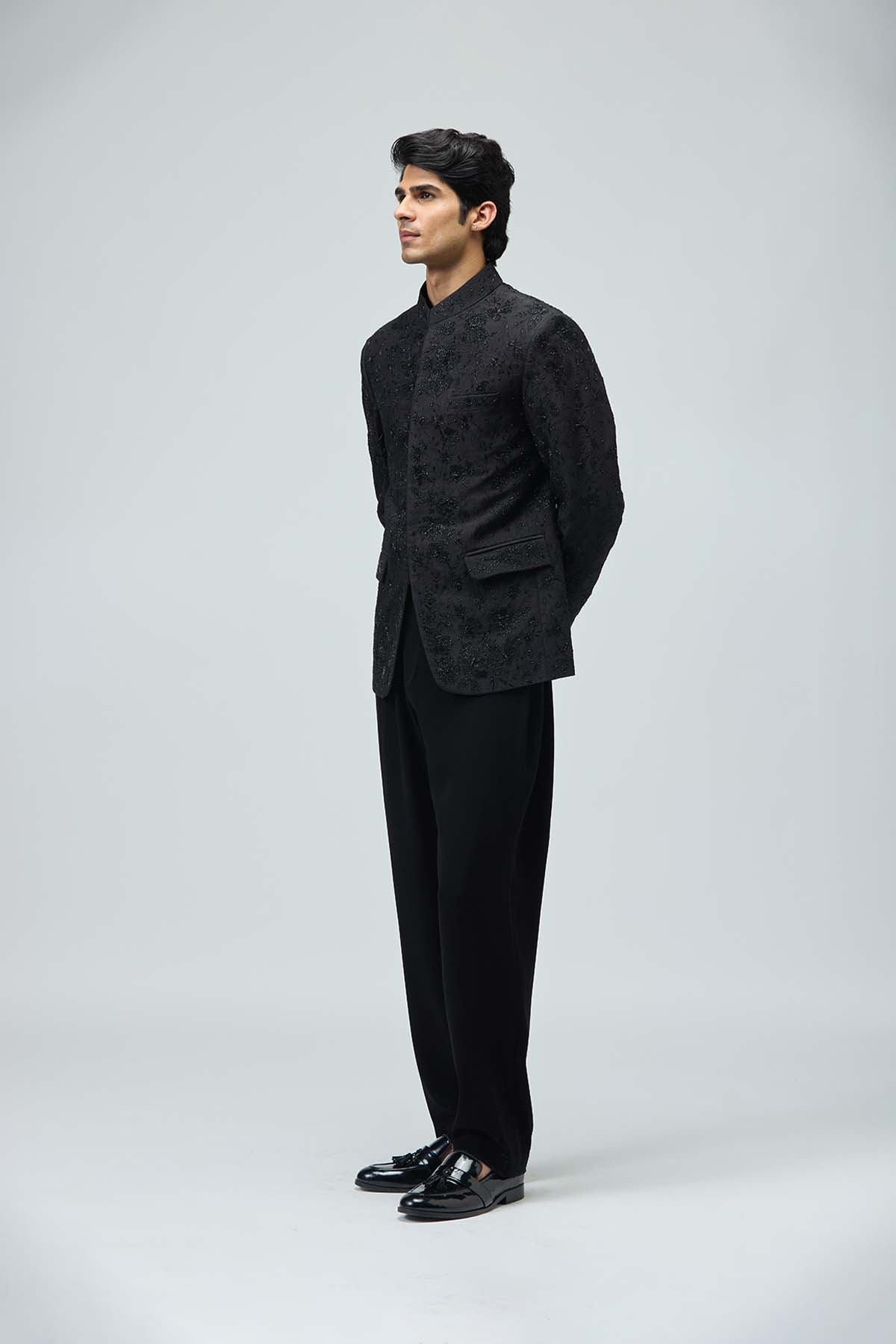Midnight Embroidered Bandhgala Set