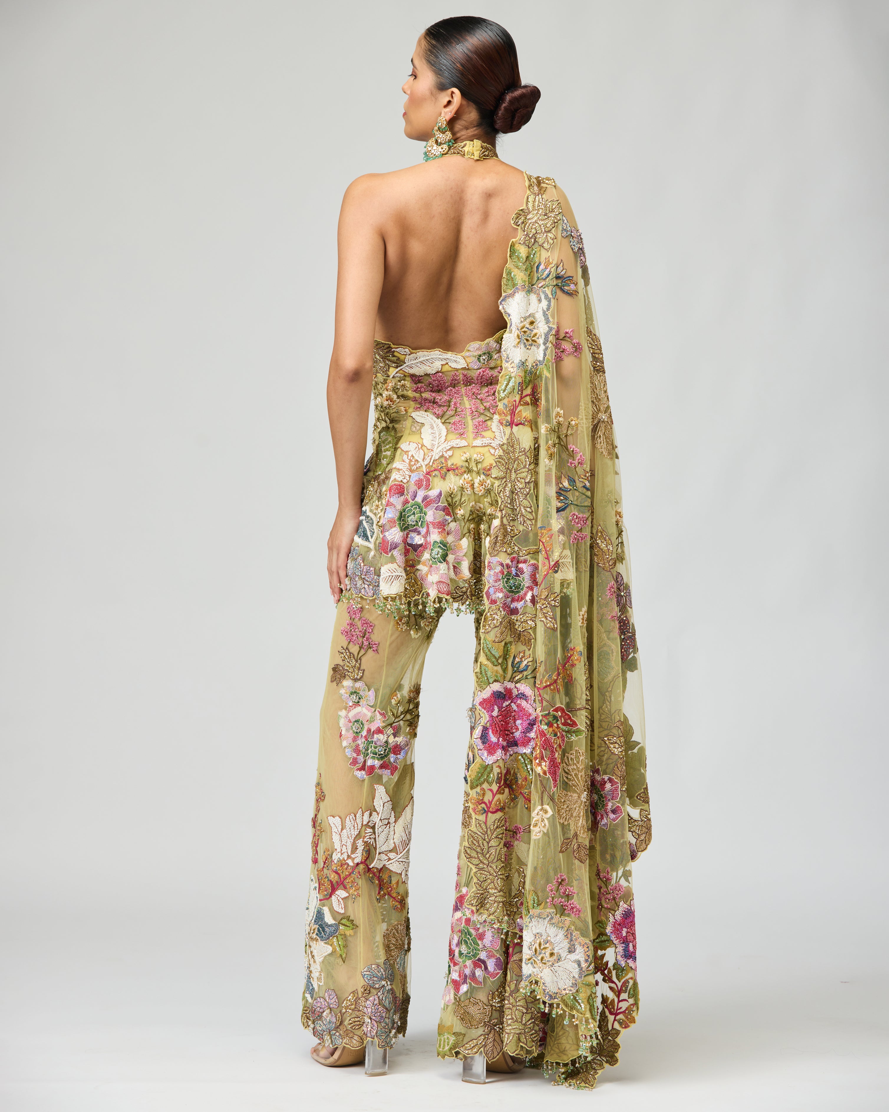 MULTICOLOR EMBROIDERED SHARARA SET