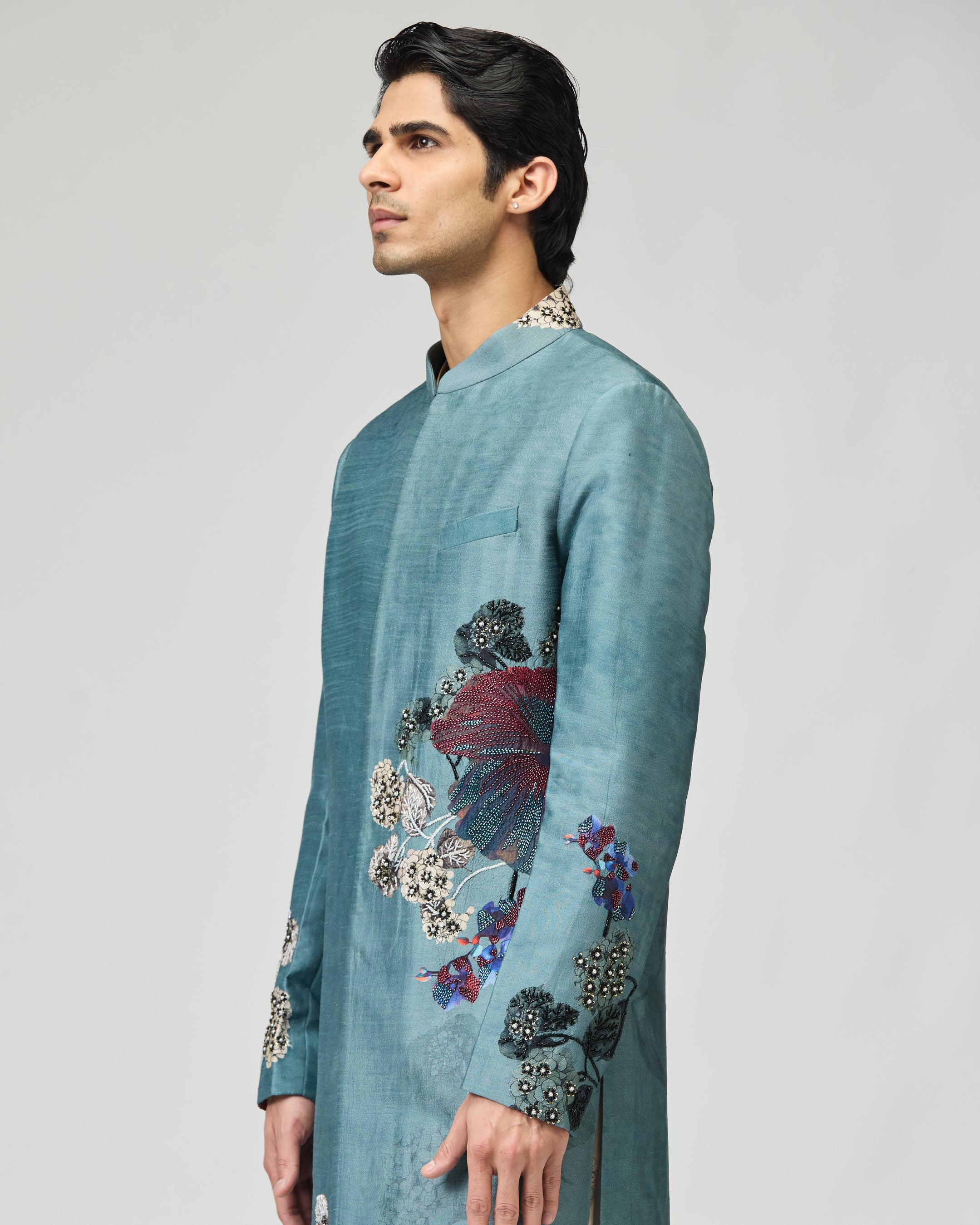 AQUA BLUE SHERWANI SET