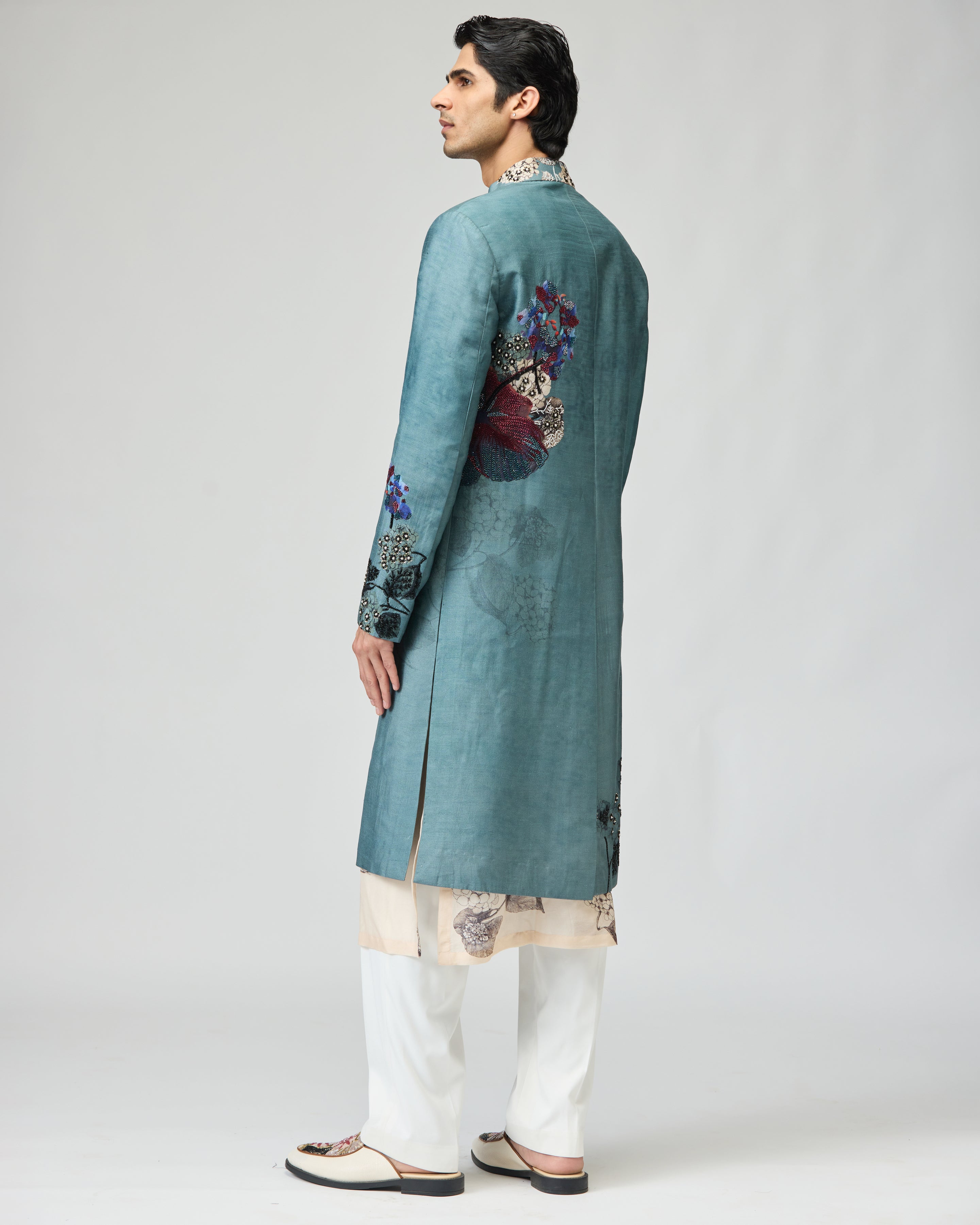 AQUA BLUE SHERWANI SET