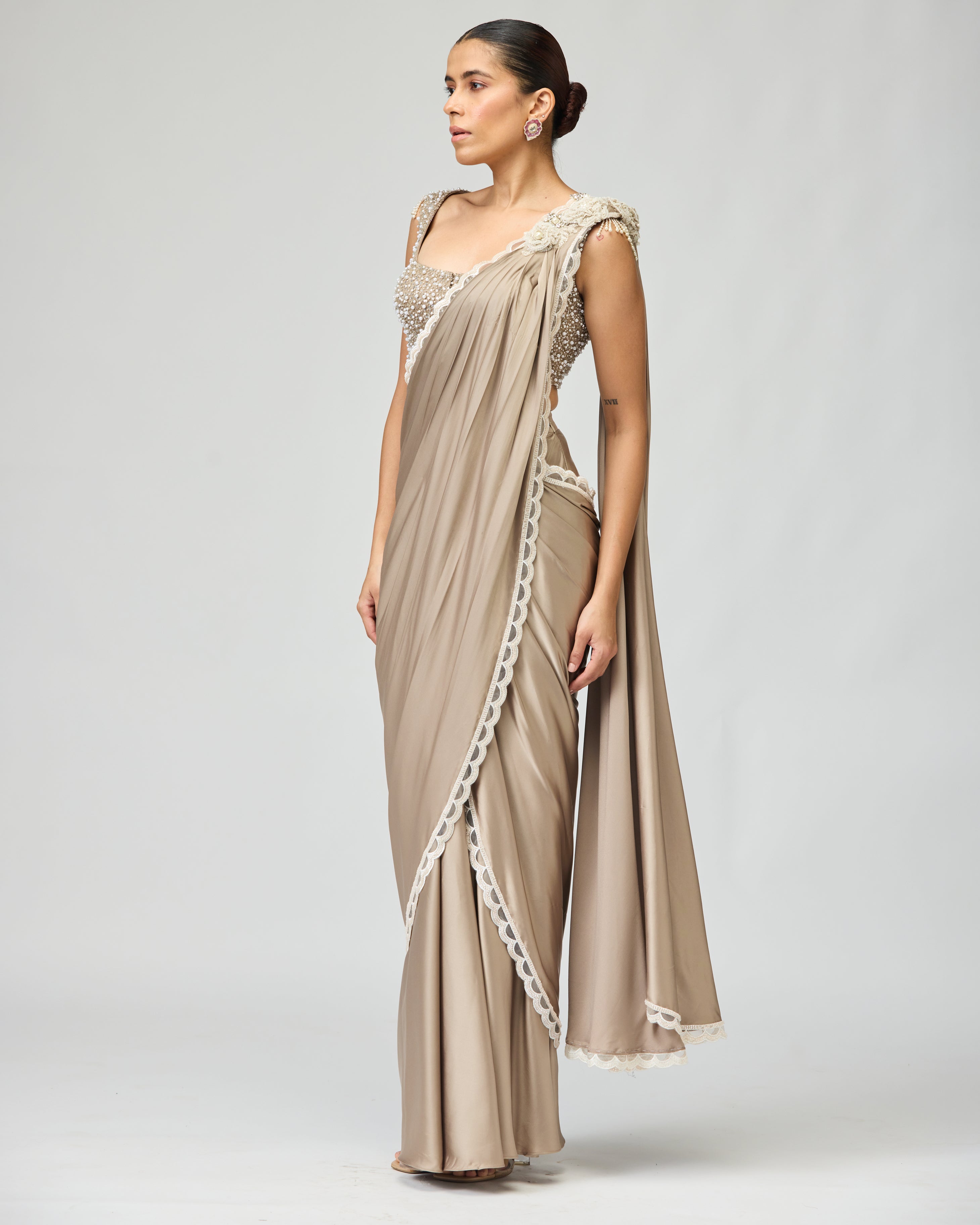 GREY SAREE SET