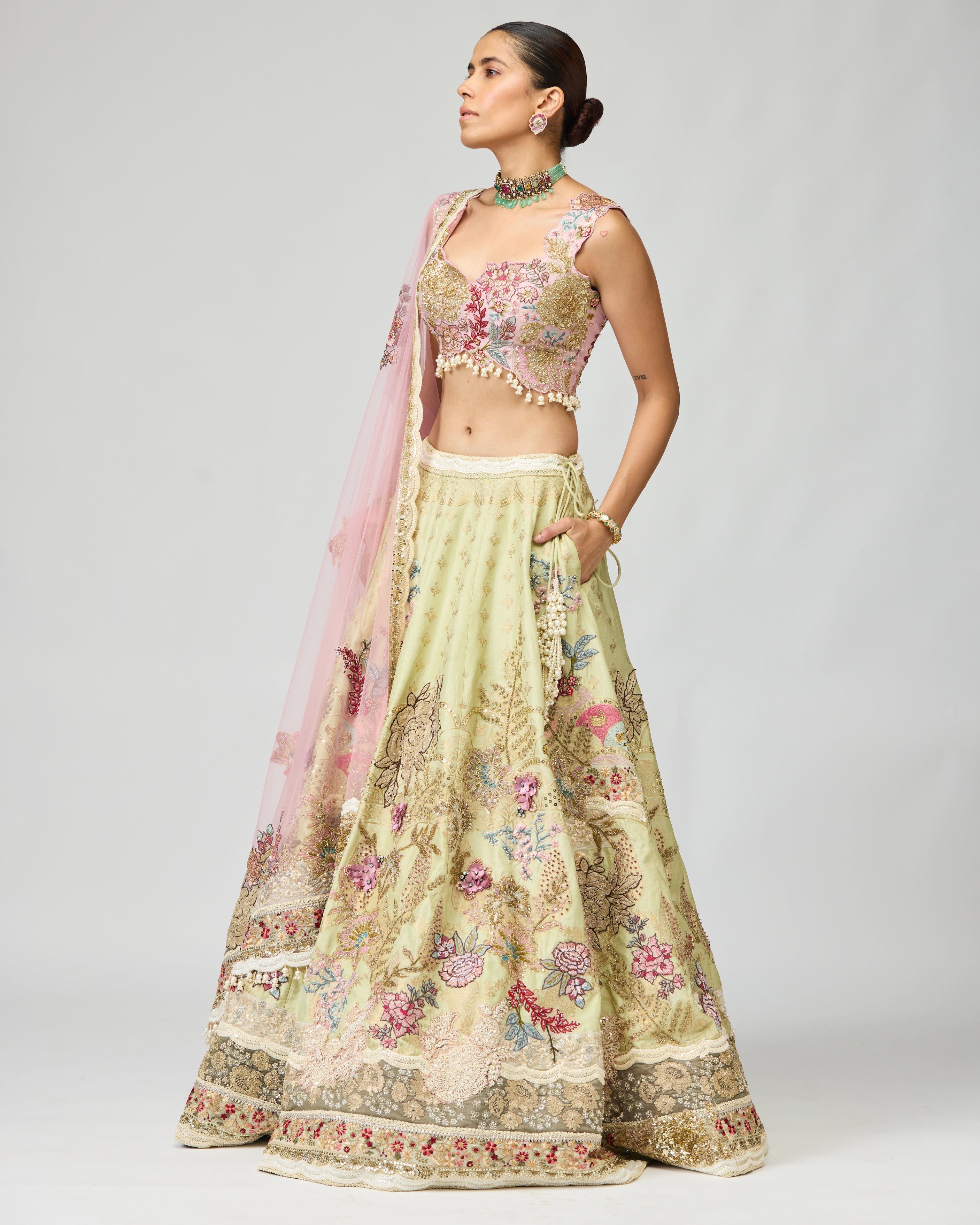 3D PATCH WORK LEHENGA SET
