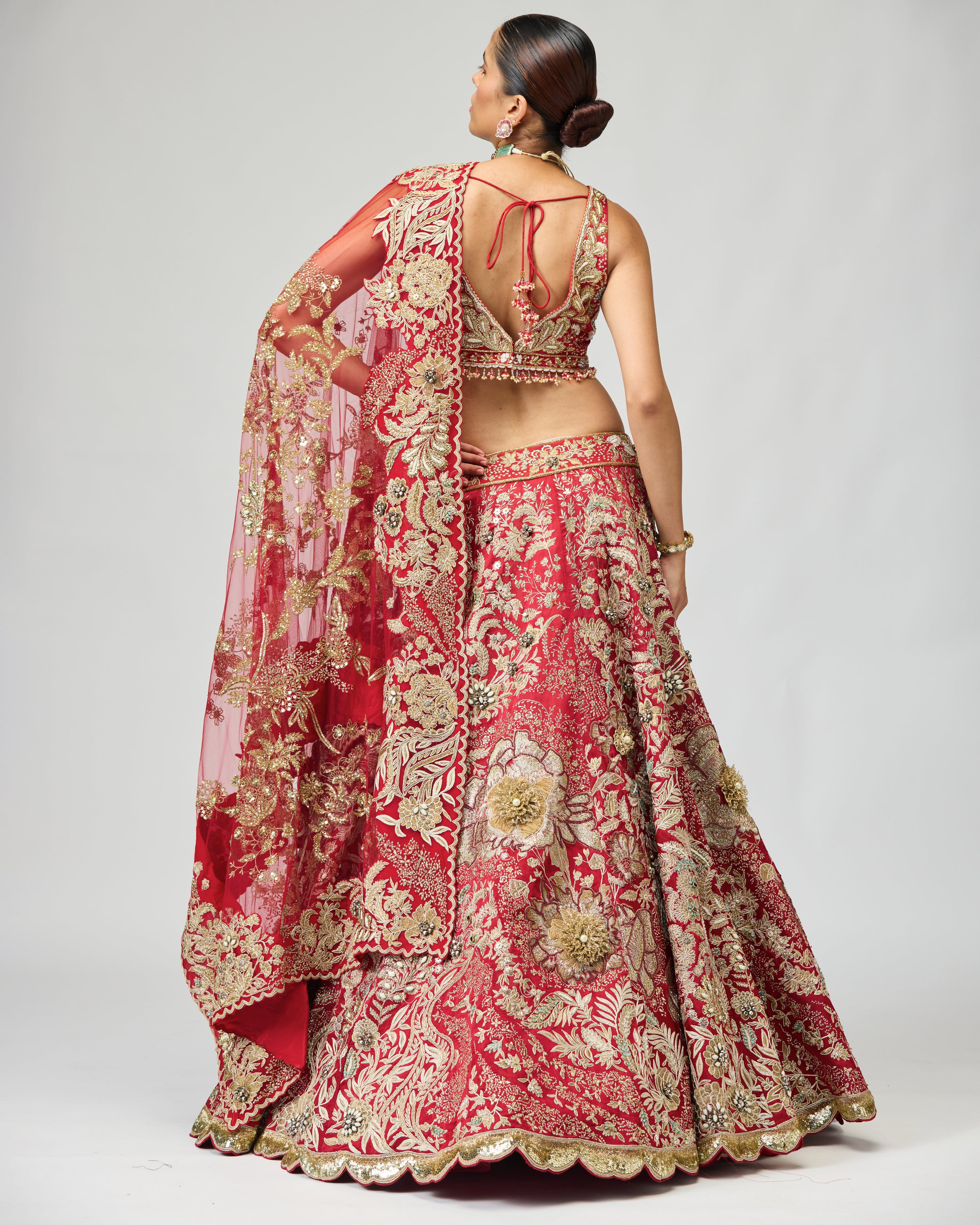 MAHROON ZARI DABKA LEHENGA SET