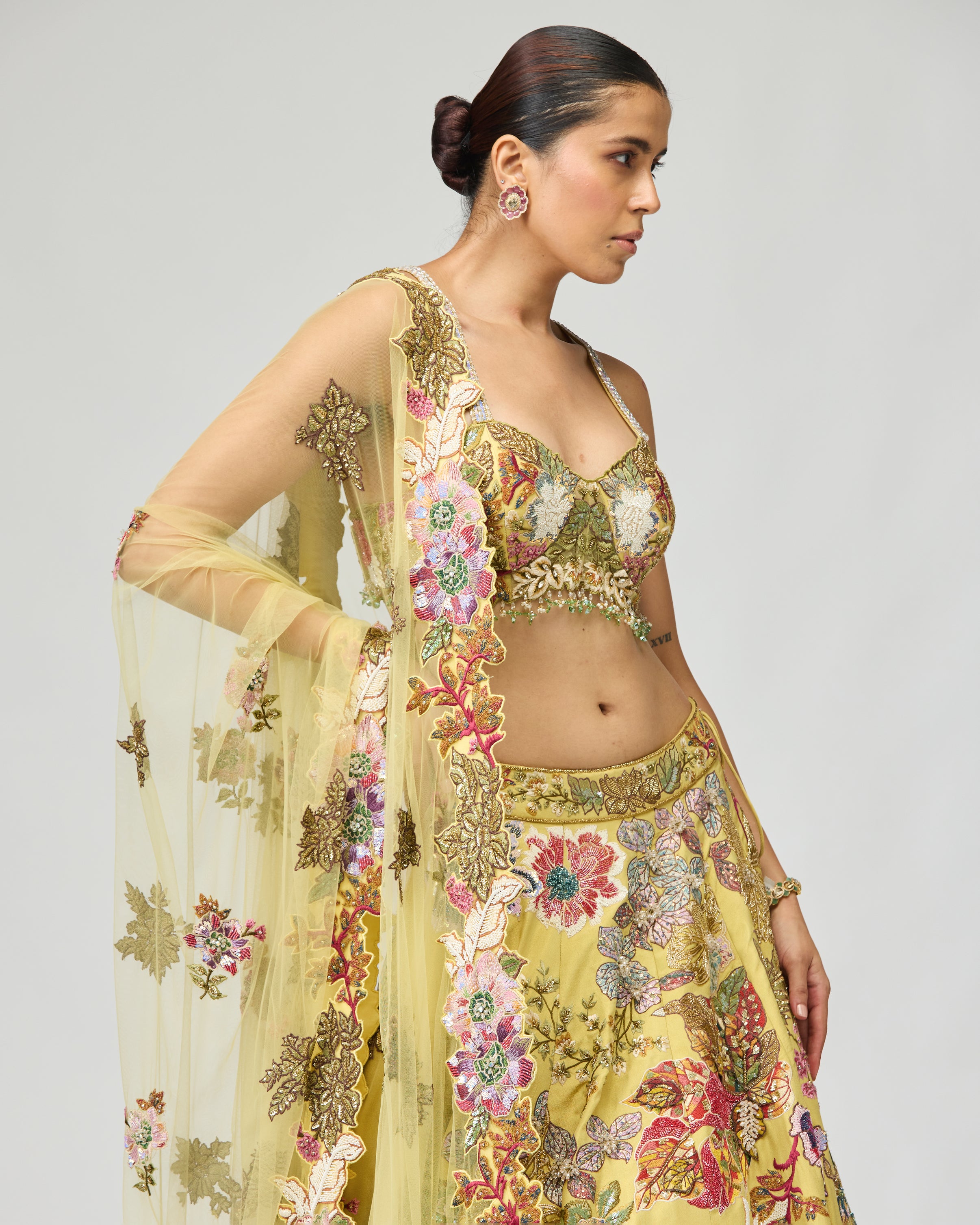 MULTI COLOR EMBROIDERED LEHENGA SET