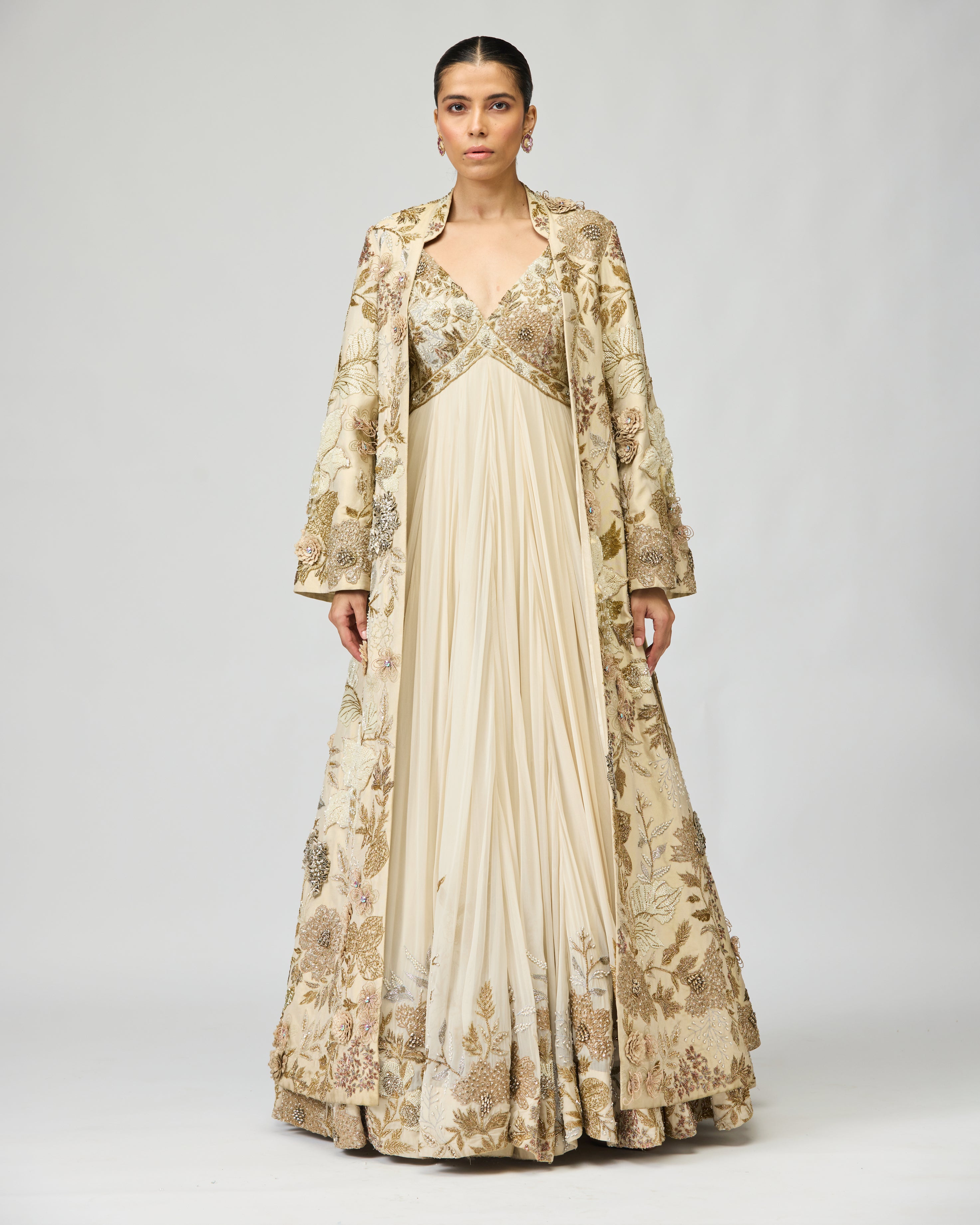 IVORY EMBELLISHED ANARKALI SET