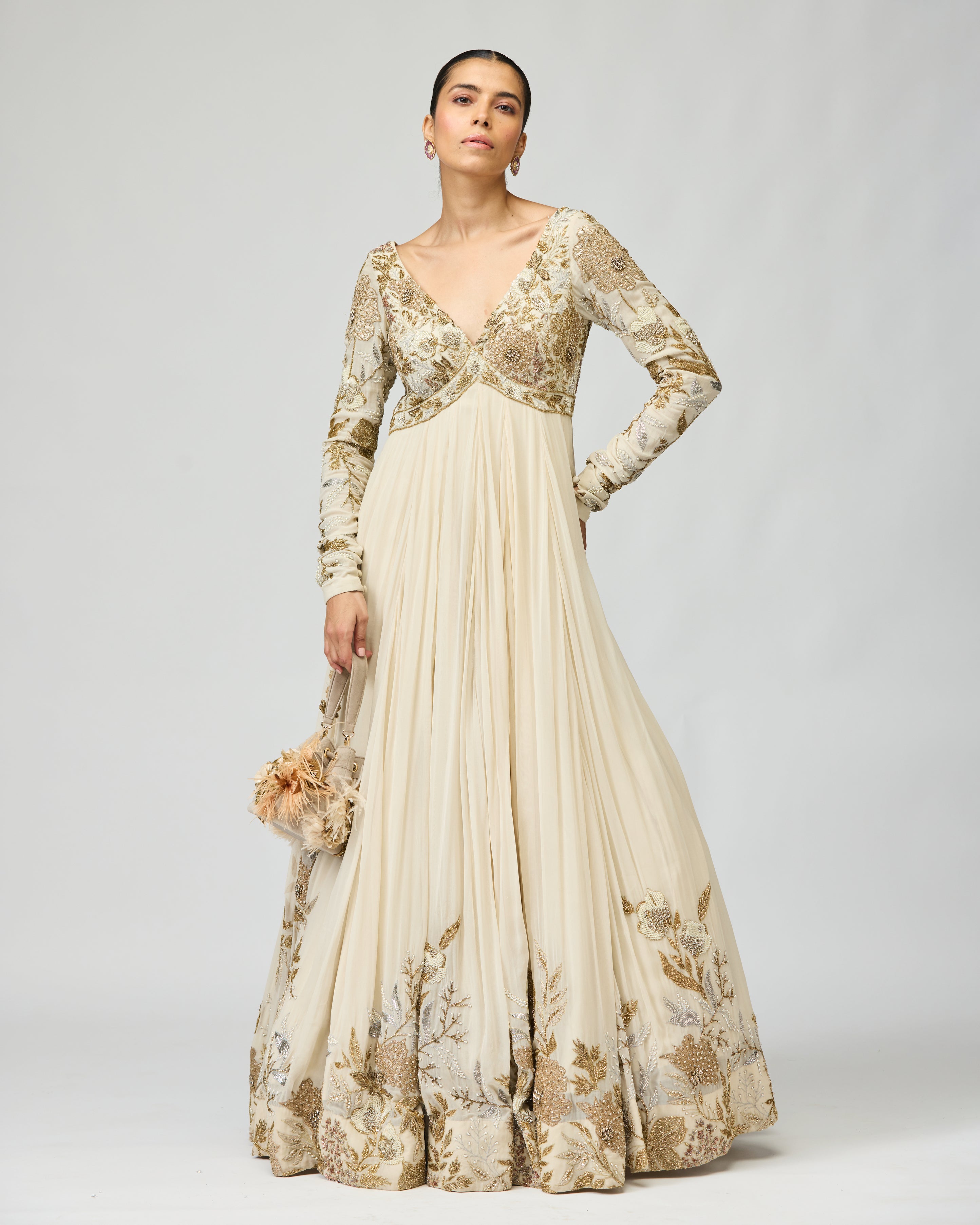 IVORY EMBELLISHED ANARKALI SET