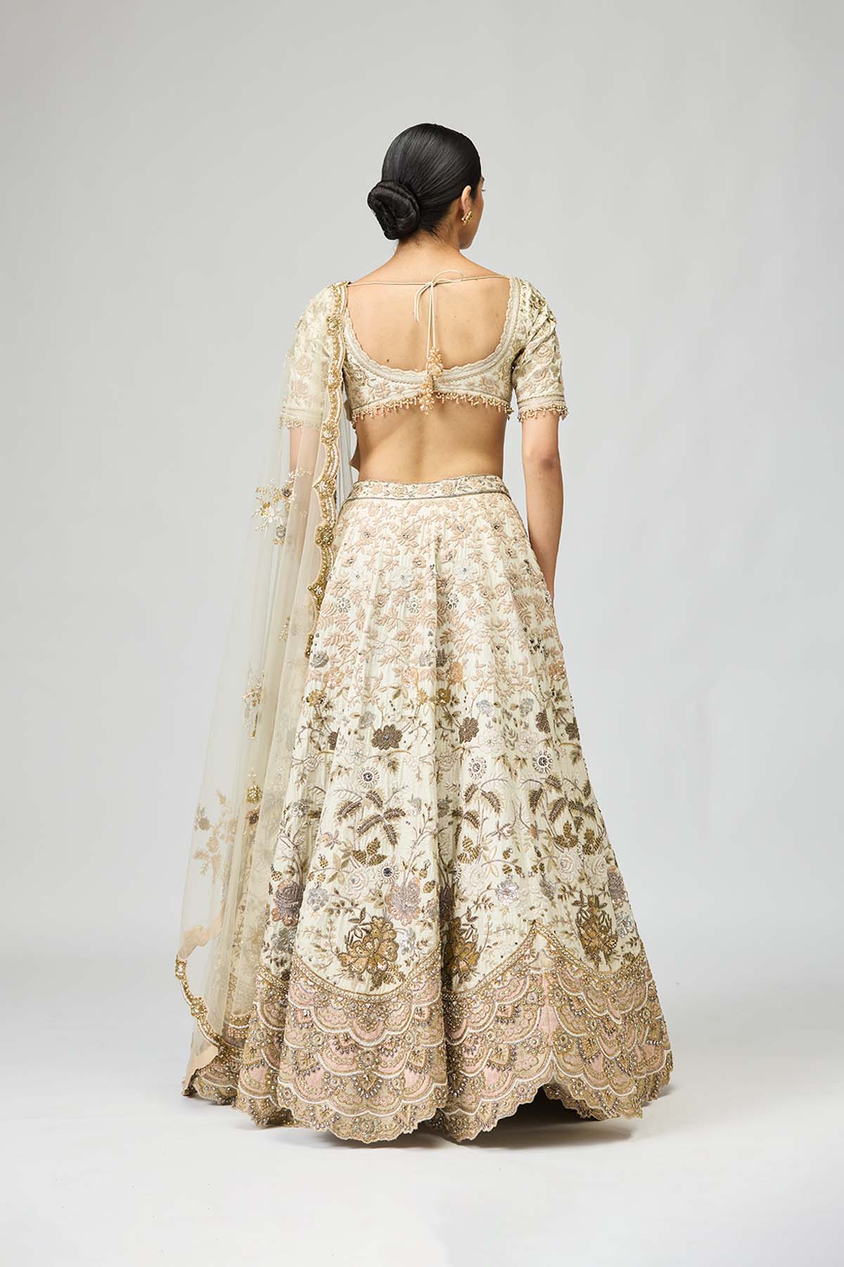 Ivory Floral Bridal Lehenga Set
