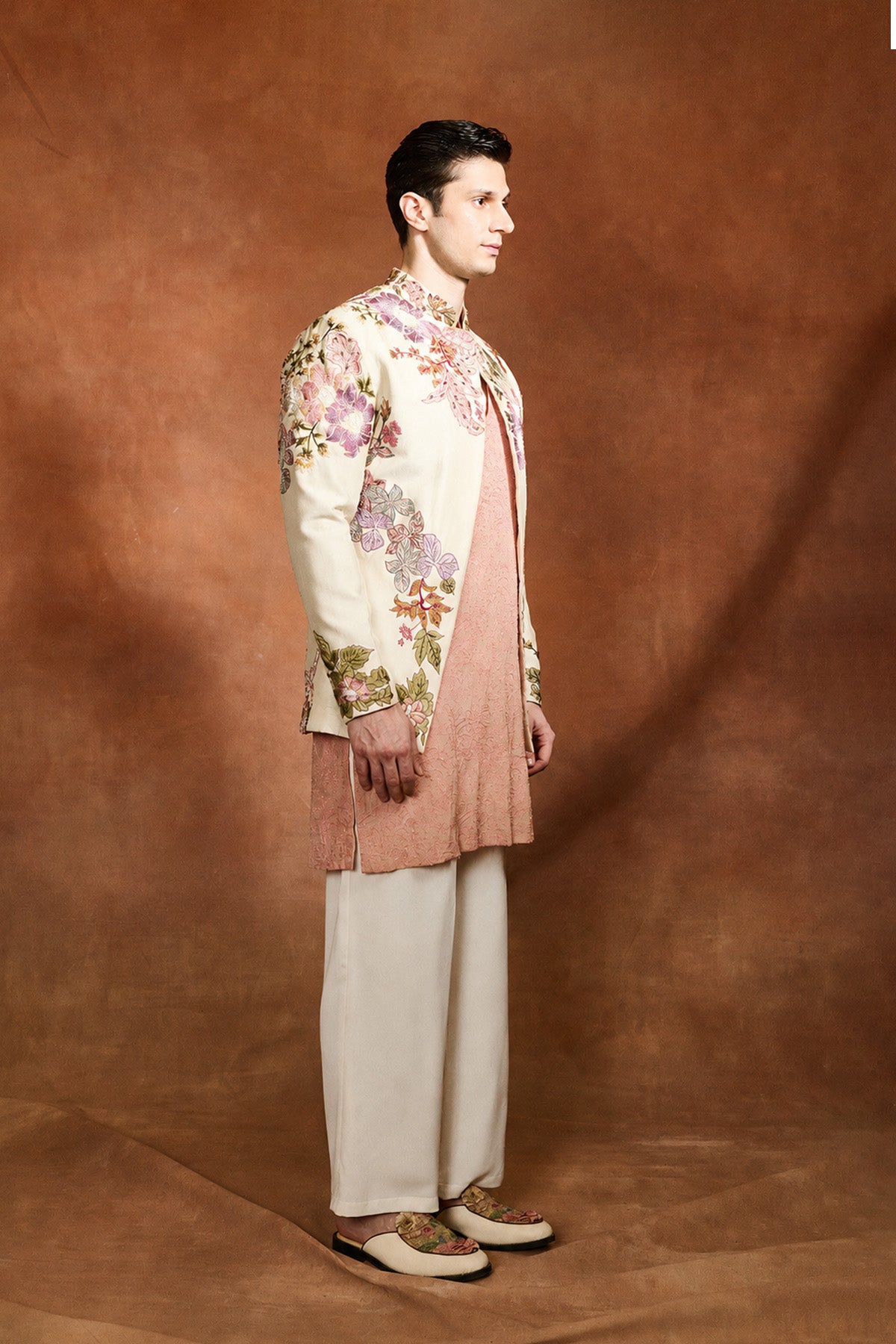 Ivory Embroidered Bhandgala Set