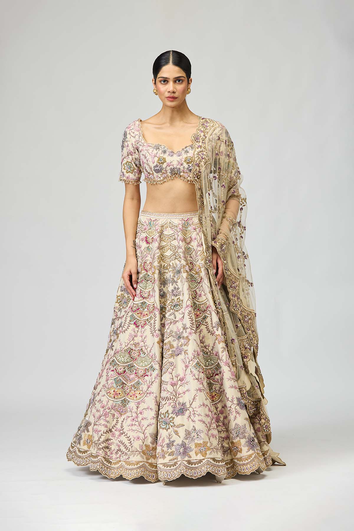 Pastel Bloom Embroidered Lehenga Set