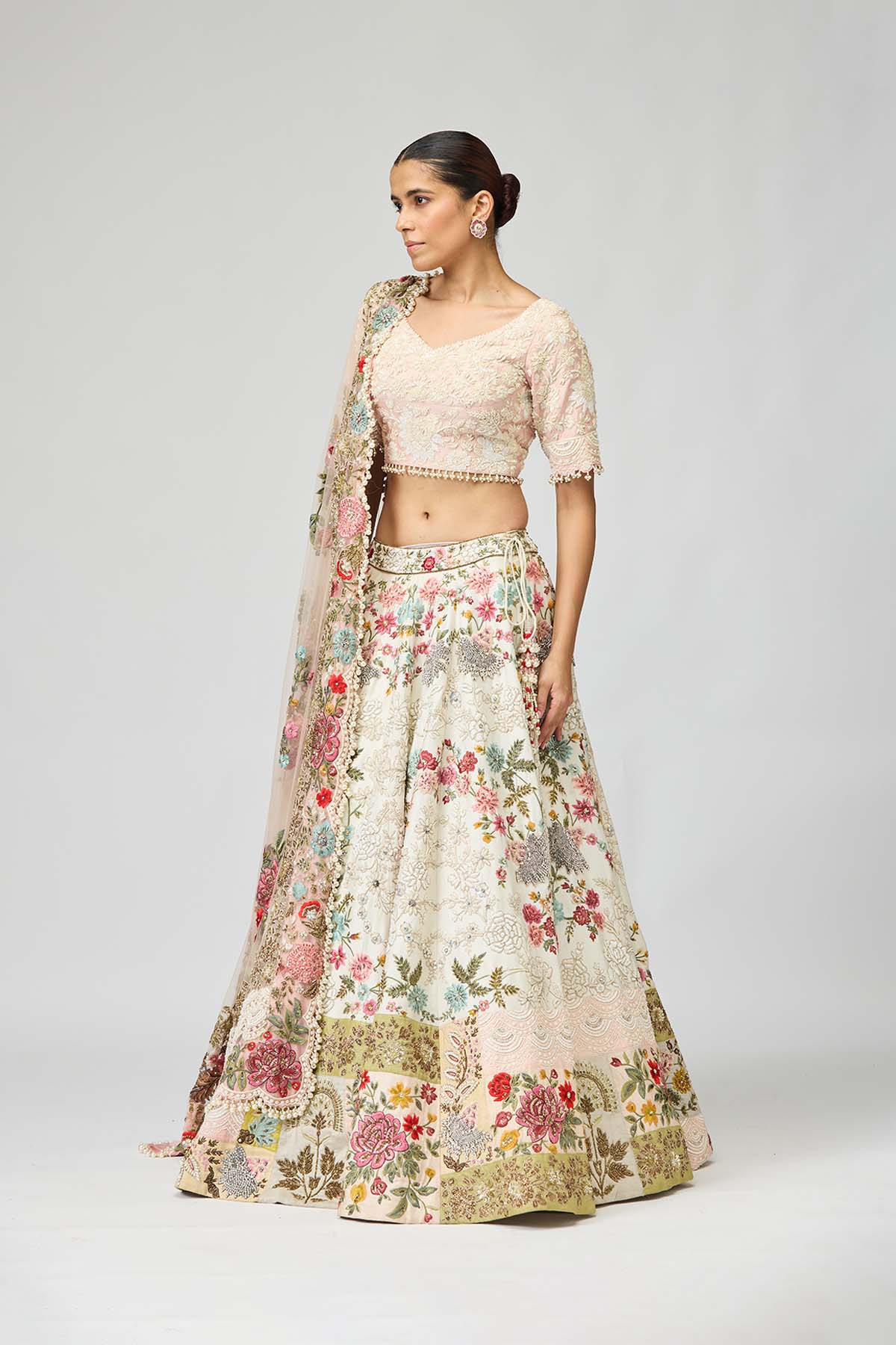 Multicolor embroidered Lehenga Set