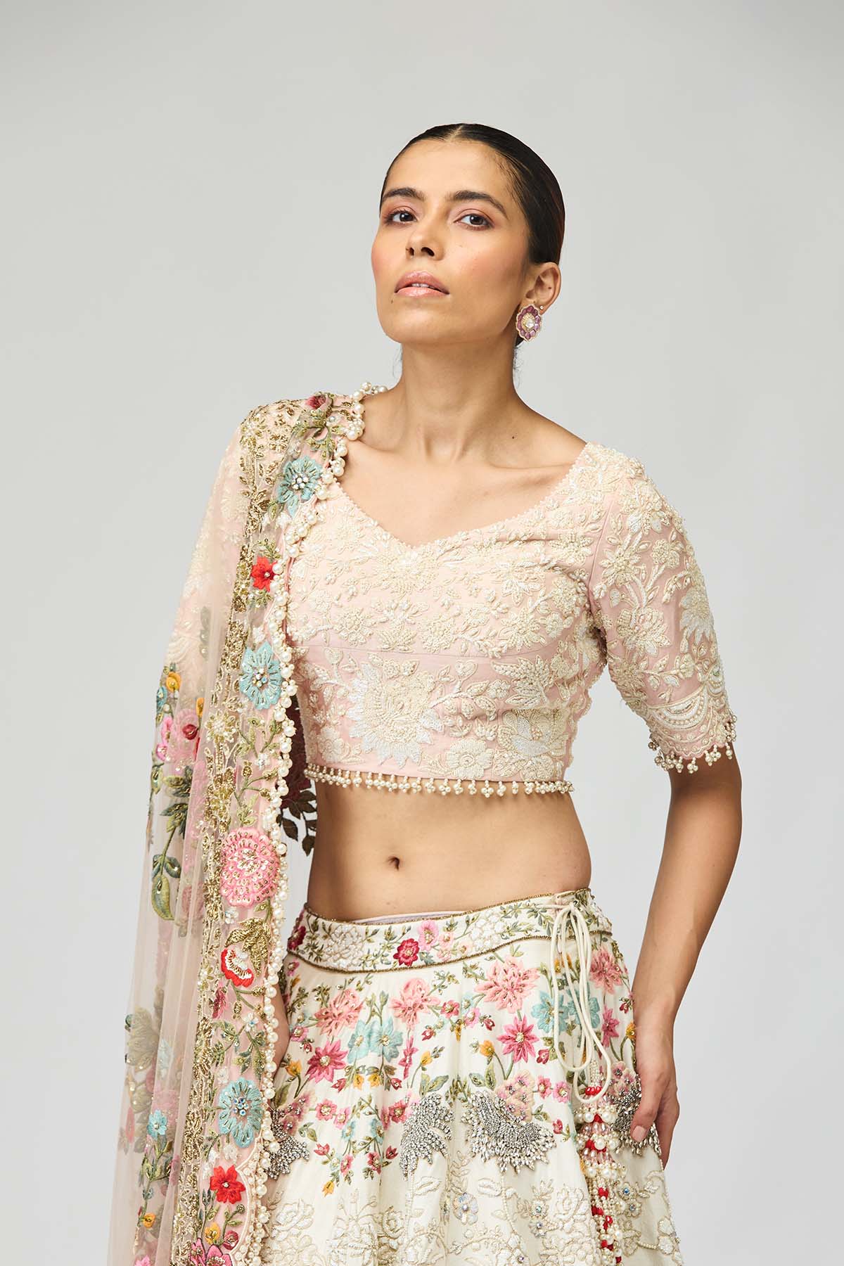 Multicolor embroidered Lehenga Set