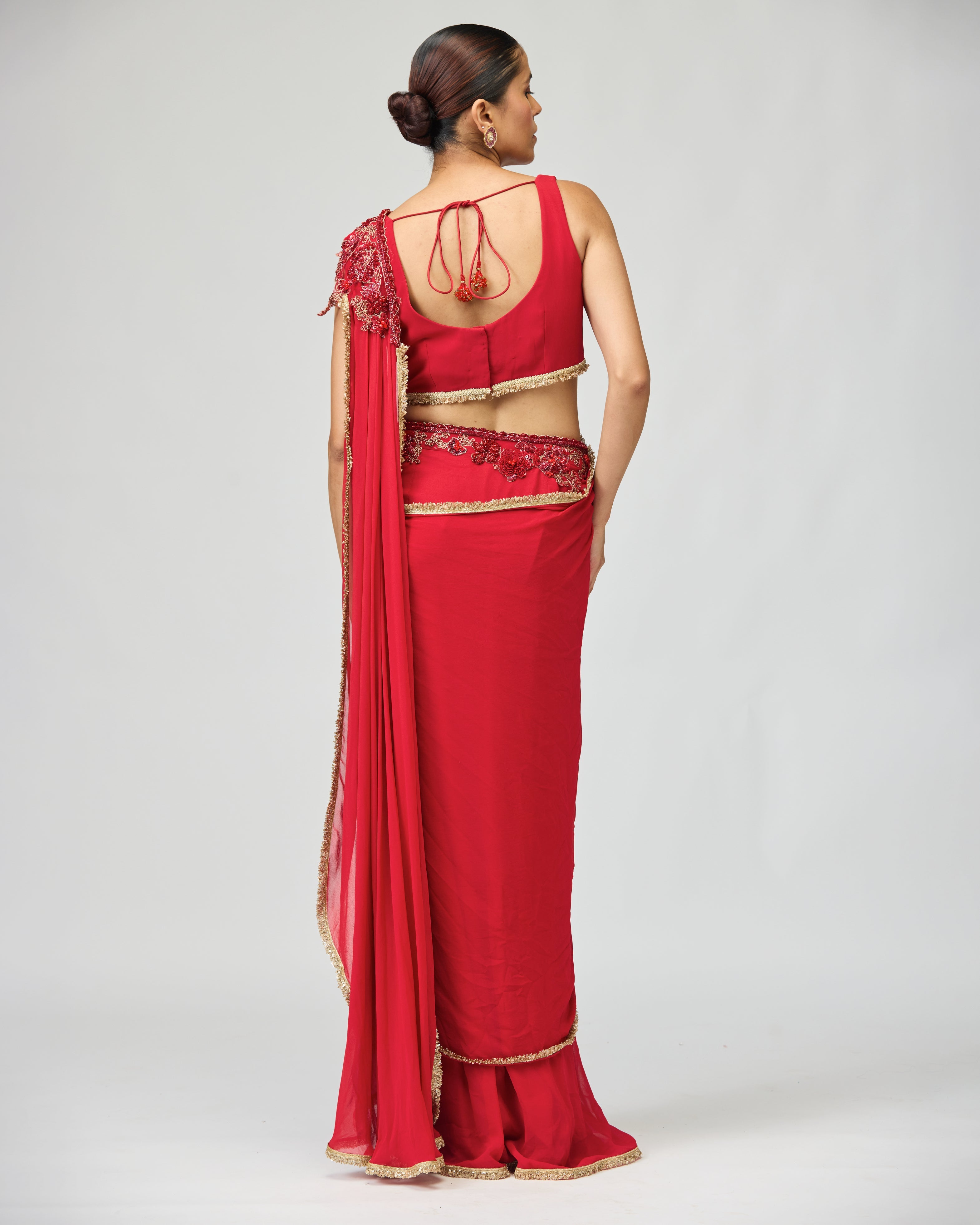 RED SILK GGT SAREE SET