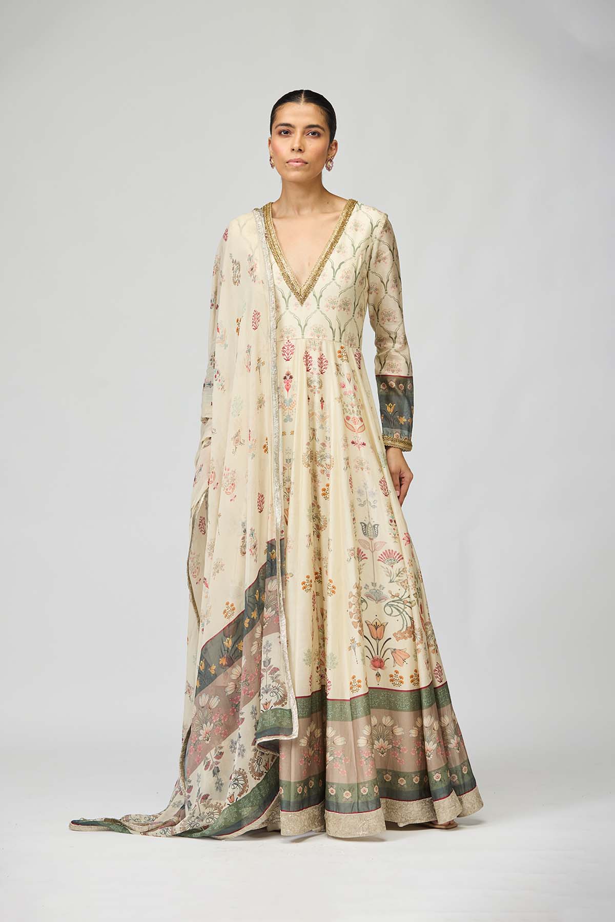 Floral Printed Anarkali Set with Dupatta