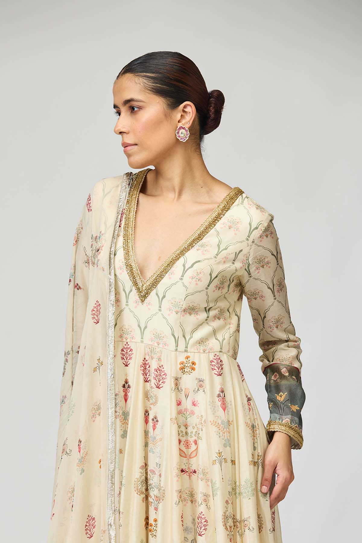 Floral Printed Anarkali Set with Dupatta