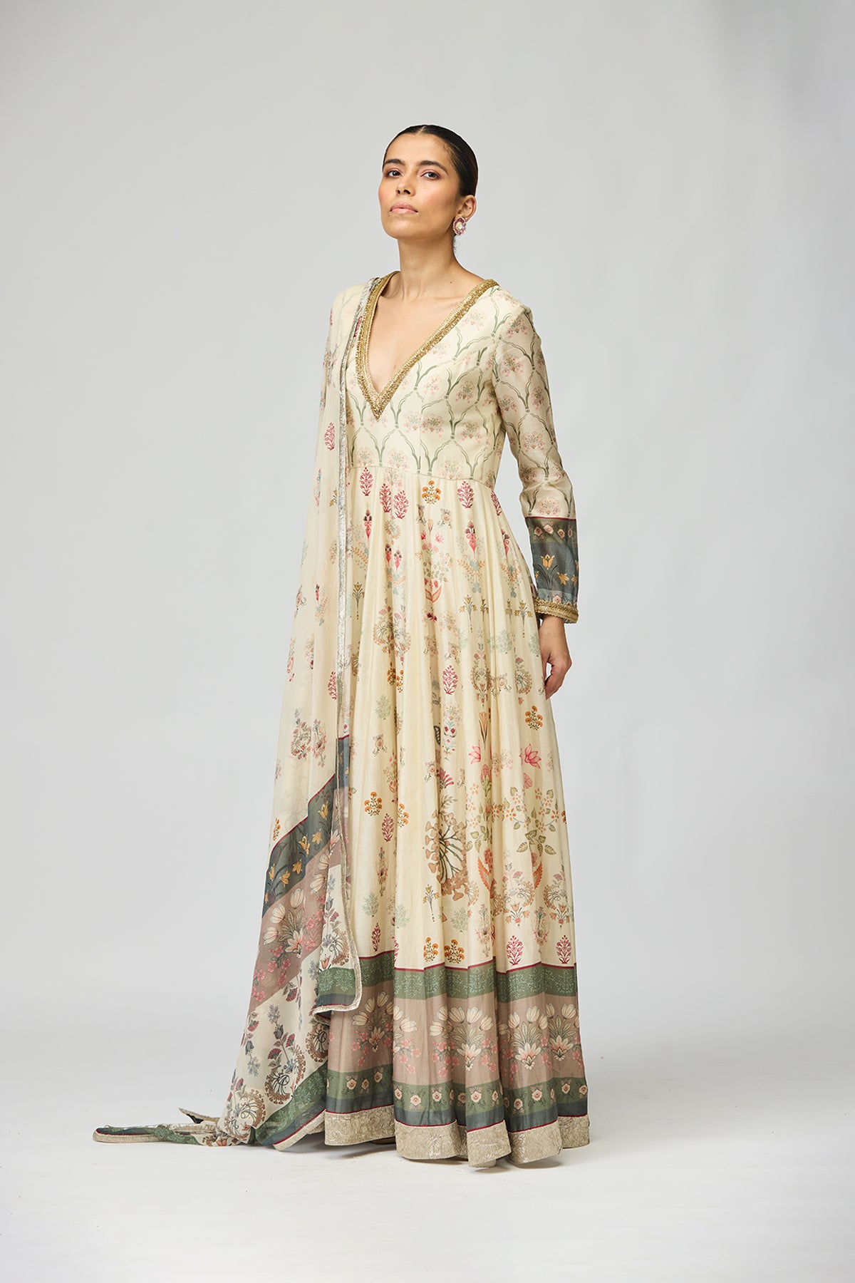 Floral Printed Anarkali Set with Dupatta
