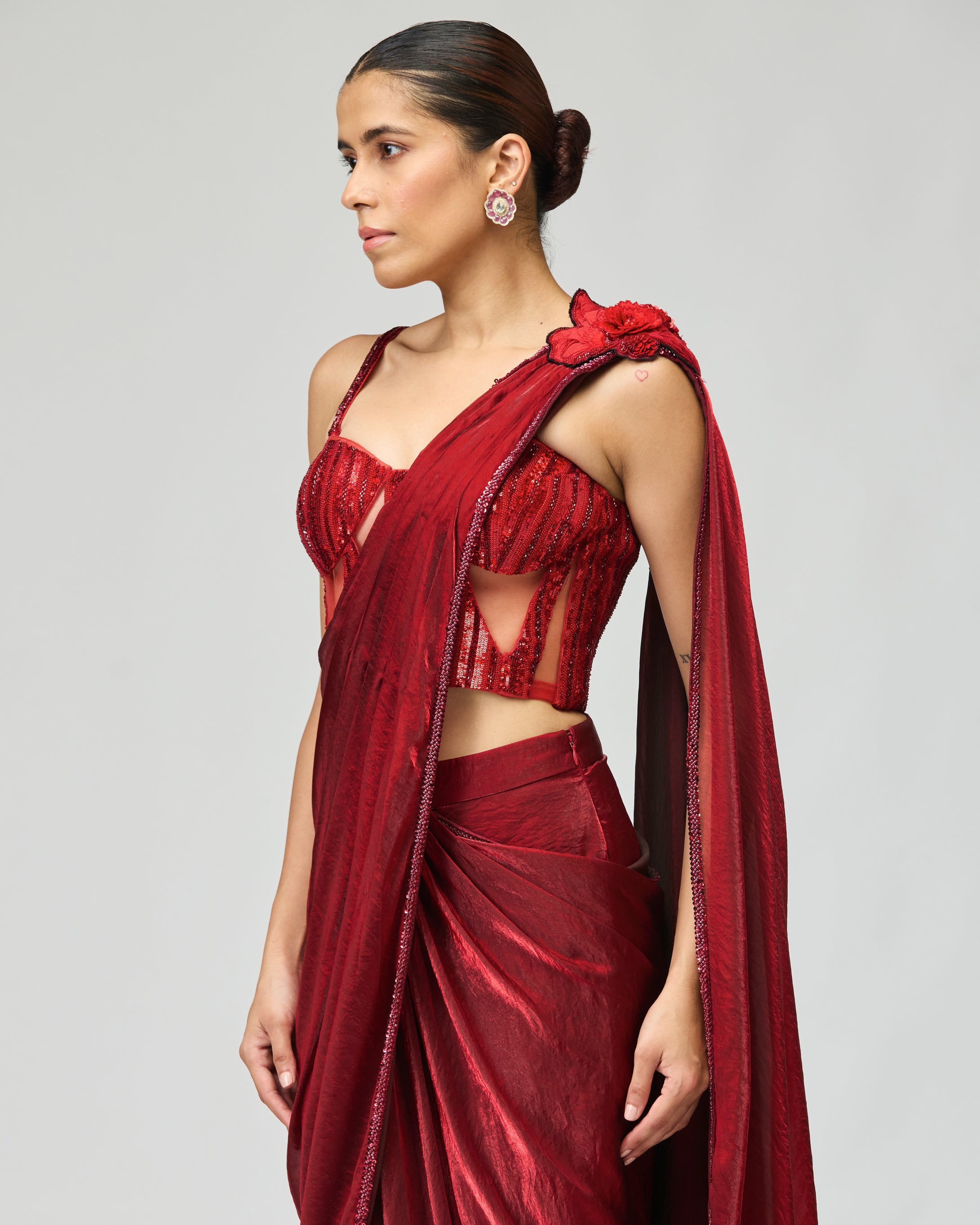 RED SAREE SET