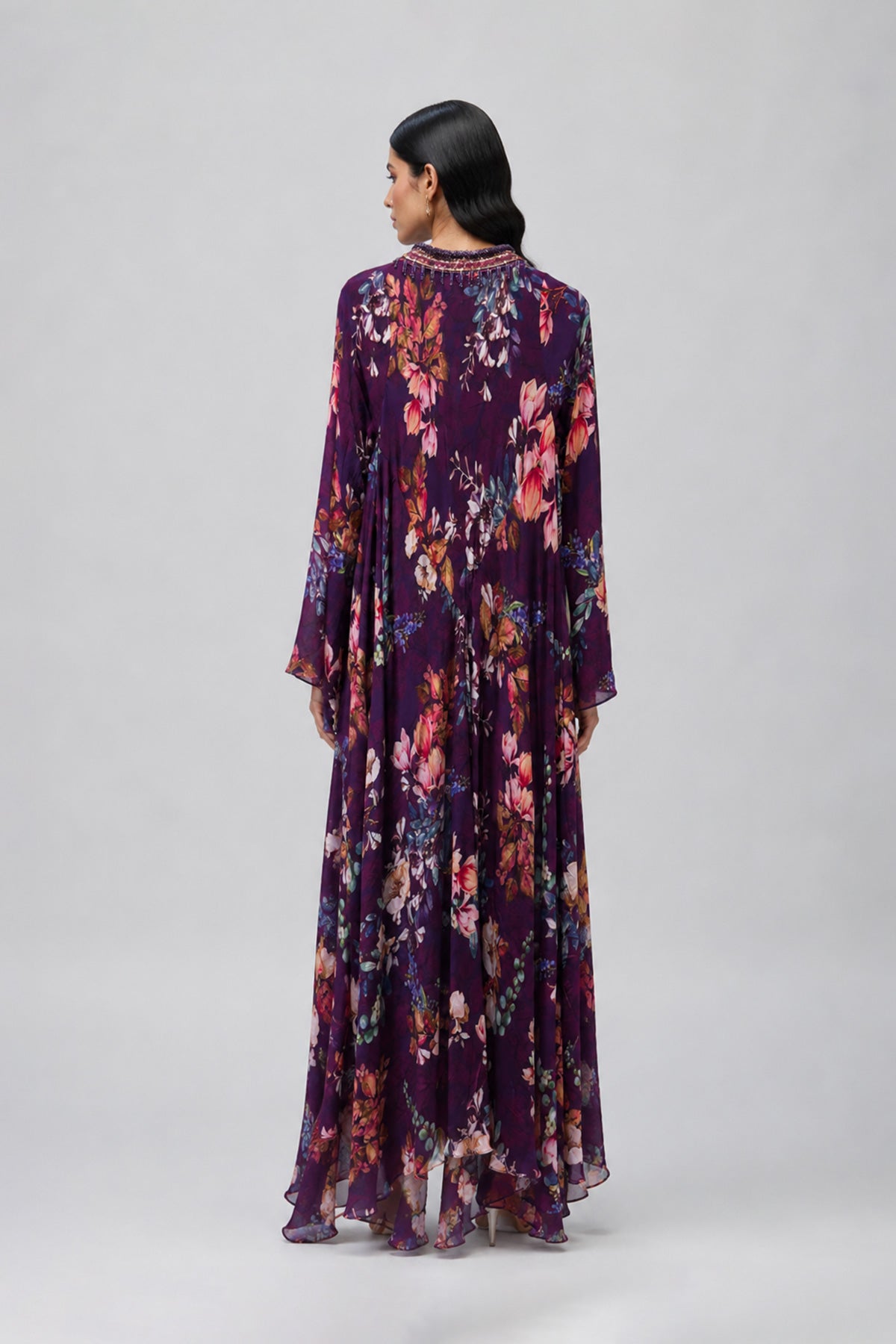 Purple flora long dress