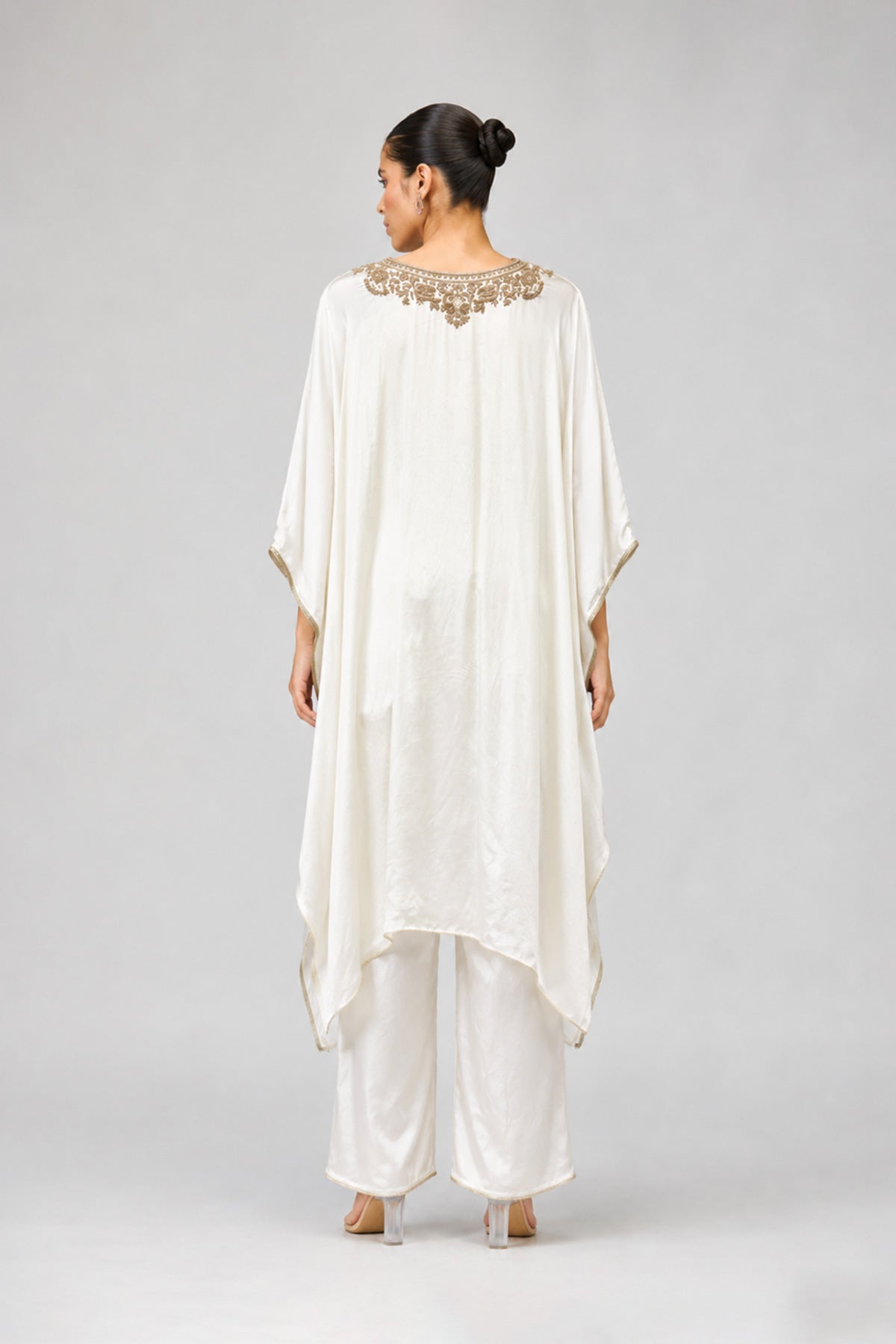 Ivory Embroidered Kaftan Set