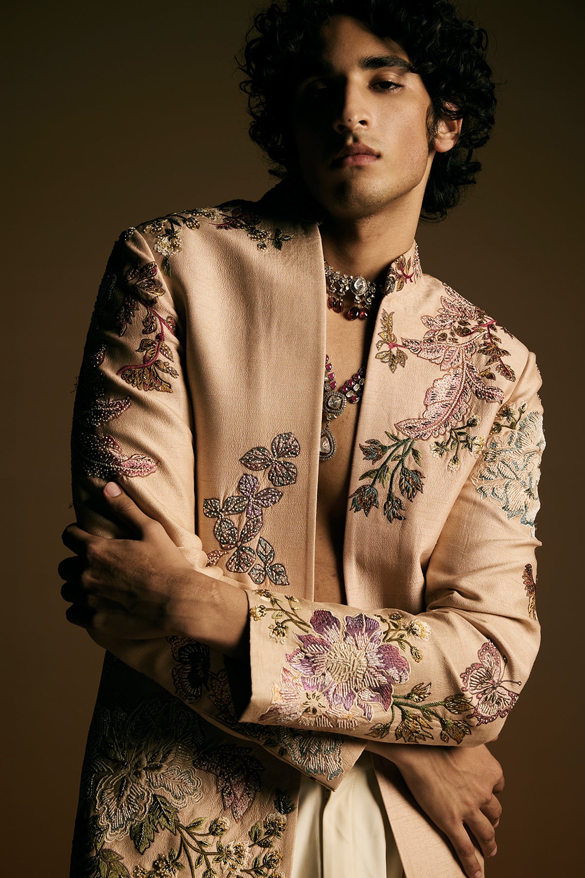 Peach Open Sherwani