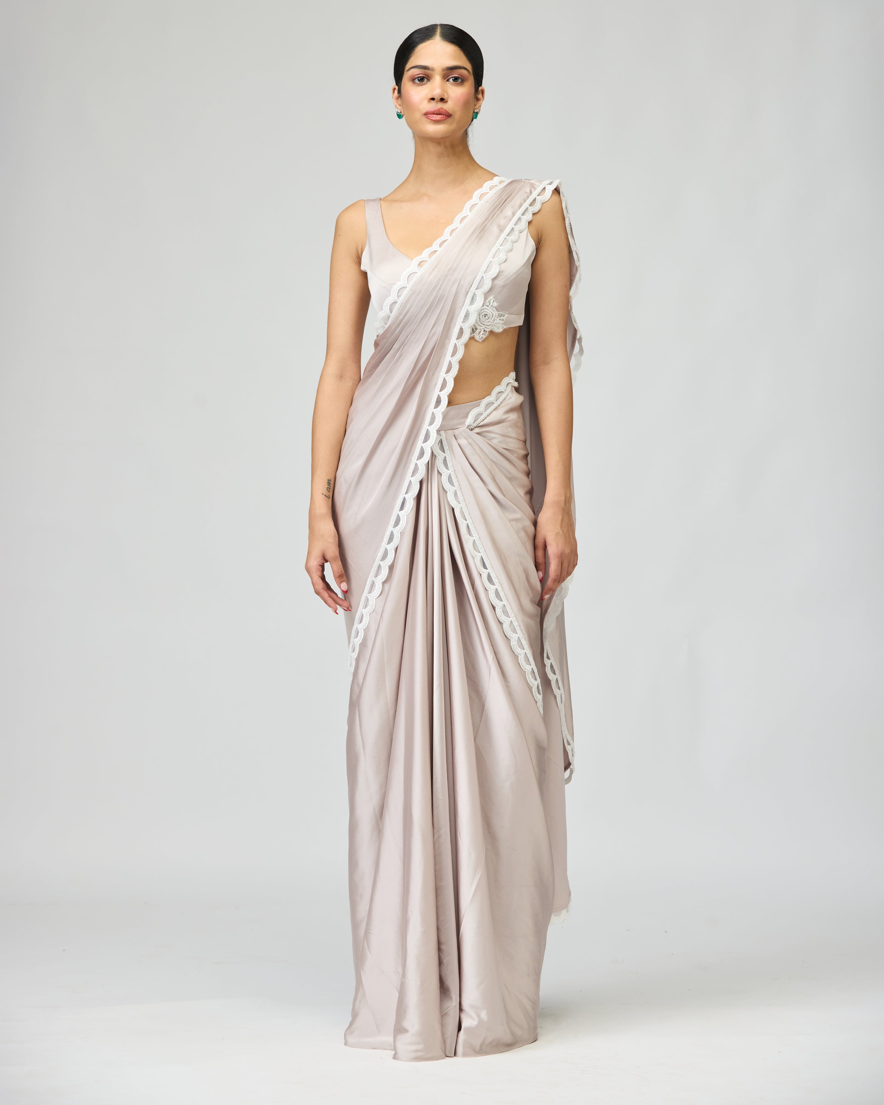 BLUSH EMBROIDERED SAREE SET