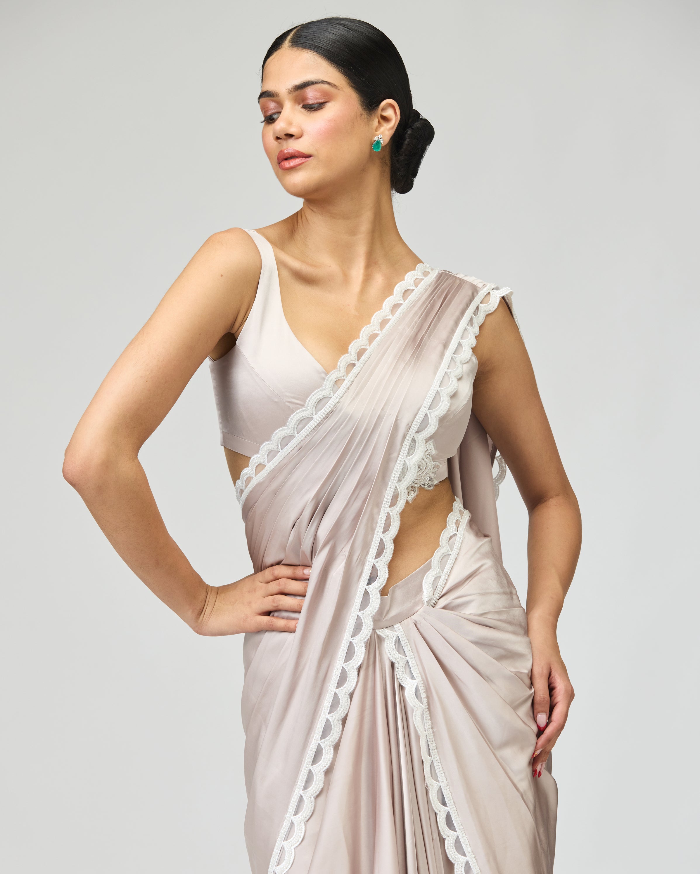 BLUSH EMBROIDERED SAREE SET