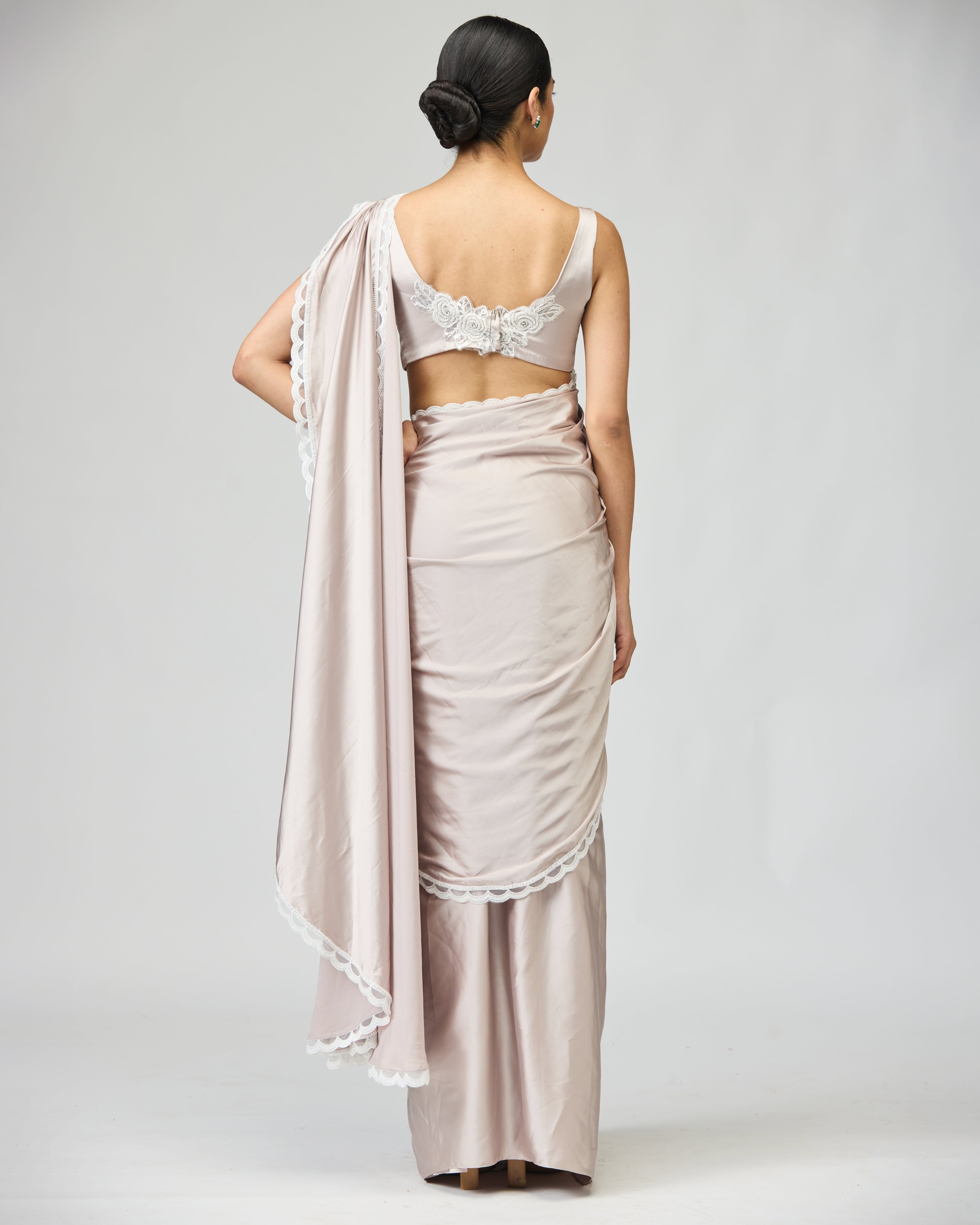 BLUSH EMBROIDERED SAREE SET