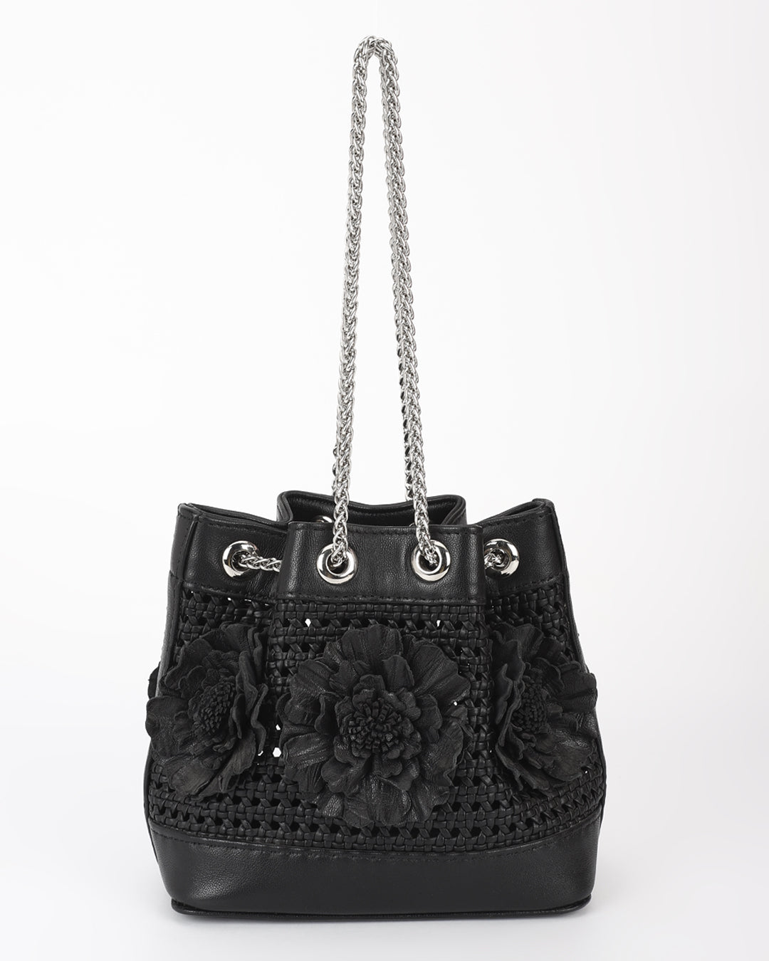 Floral Weave Leather Potli