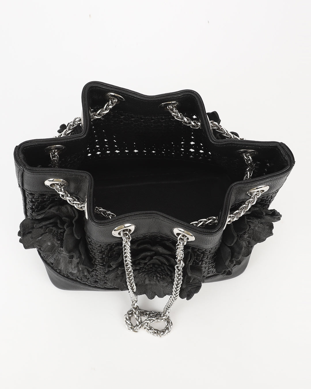 Floral Weave Leather Potli