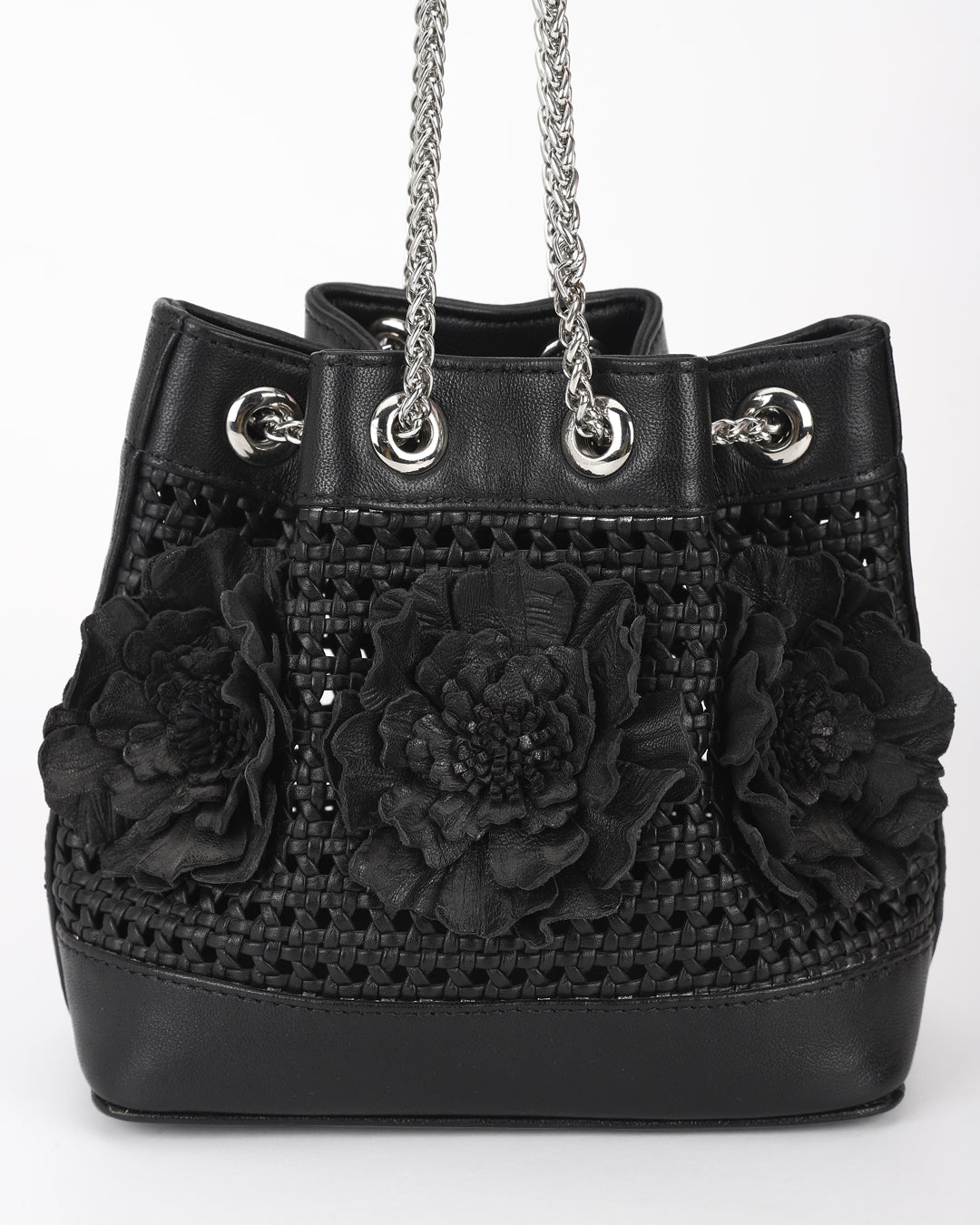 Floral Weave Leather Potli