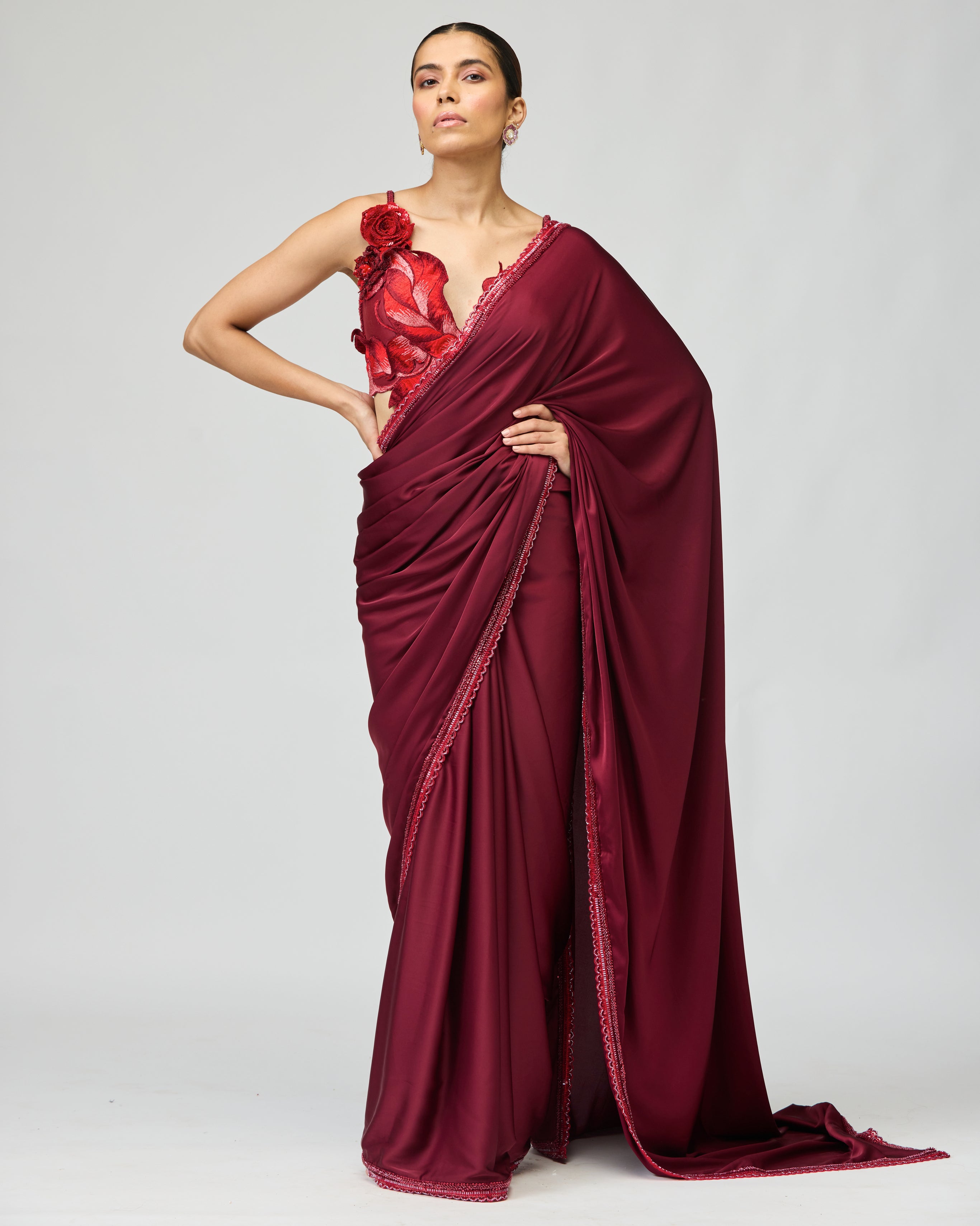 GLOSSY ORGANZA SAREE SET