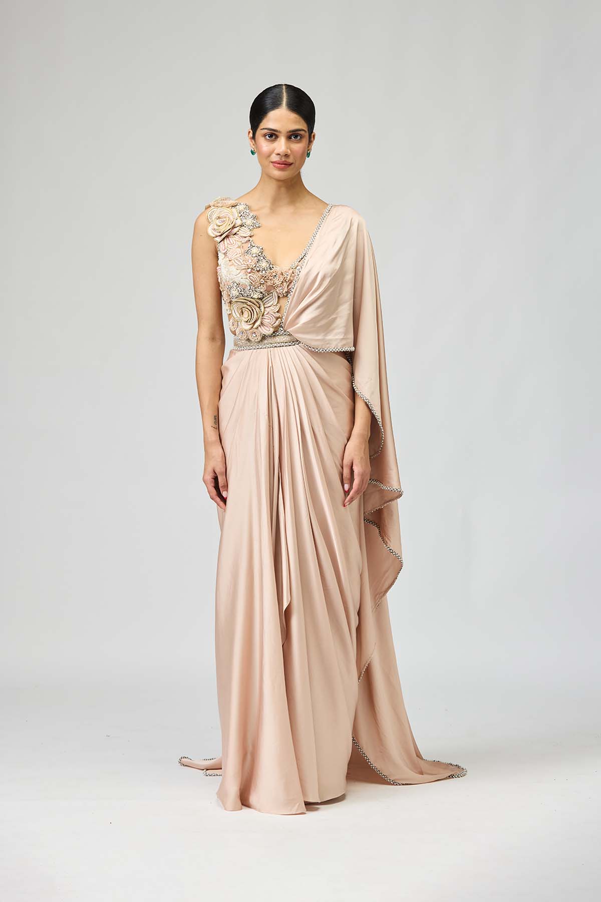 Blush Draped Saree Set