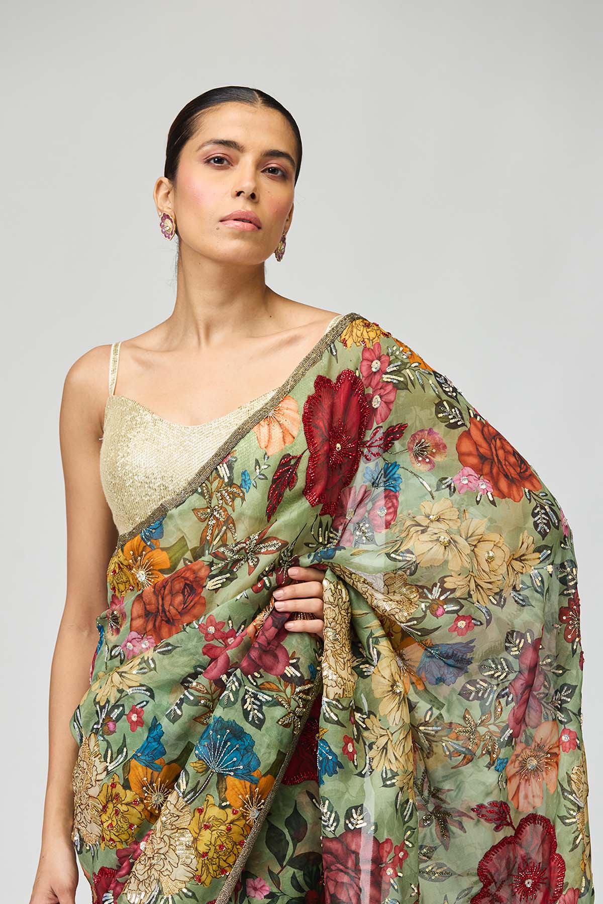 Botanical Bloom Saree Set