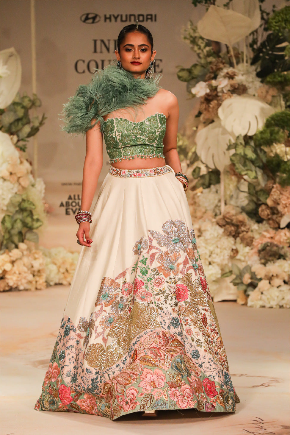 MULTI-COLOUR EMBROIDERED LEHENGA SET