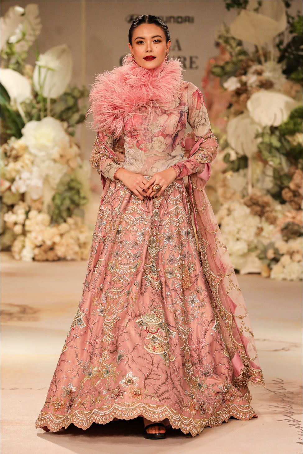 LAVENDER PINK LEHENGA SET WITH SMALL PATHWORK DETAILS