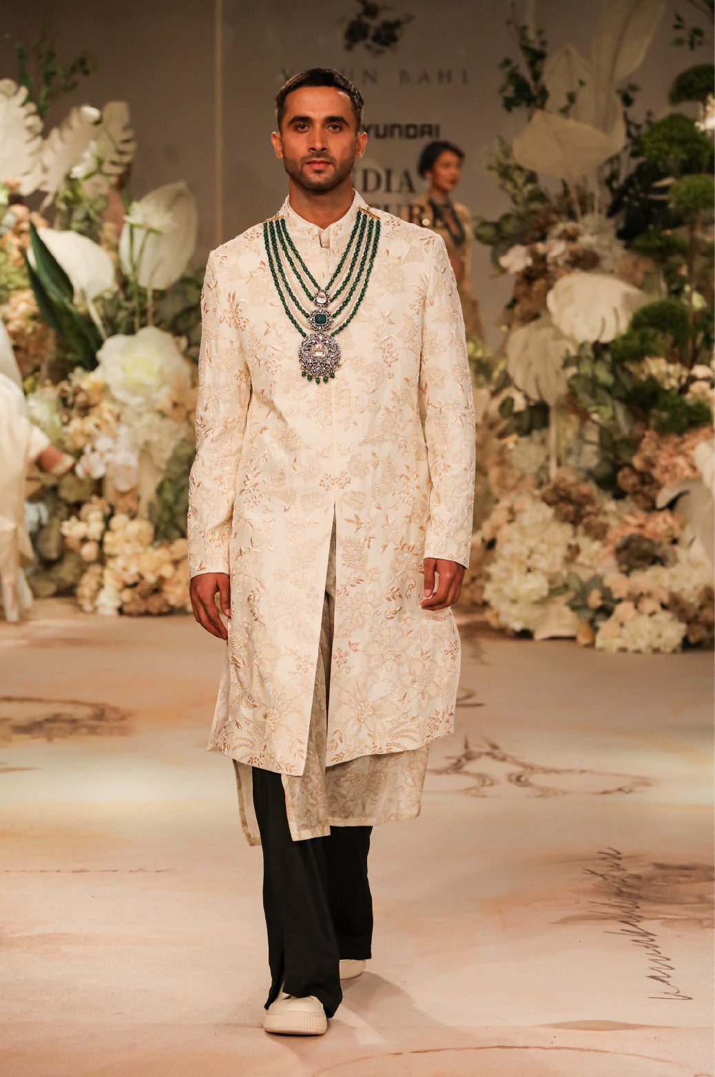 Ivory Embroidered Sherwani Set