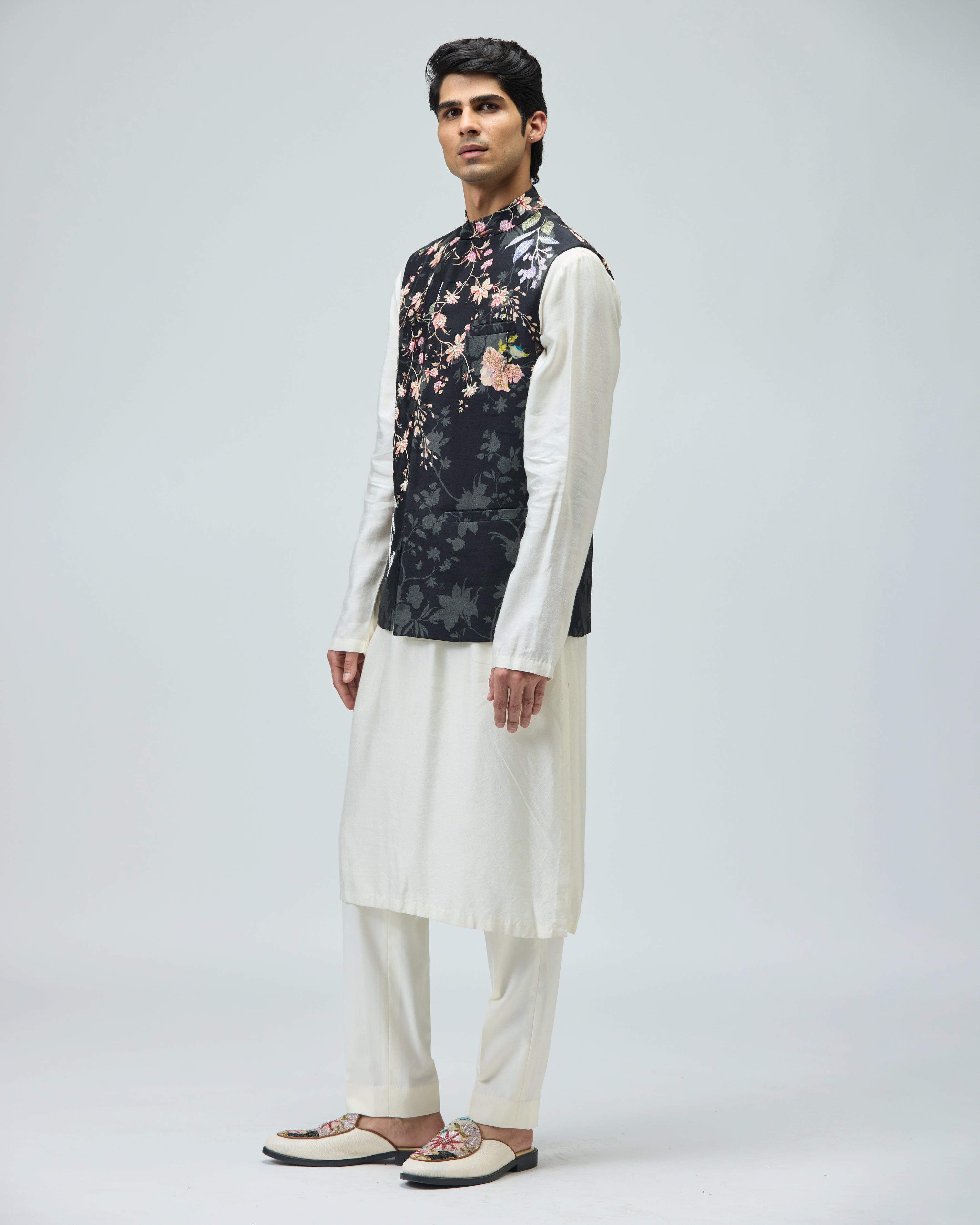 BLACK CHANDERI SILK BUNDI