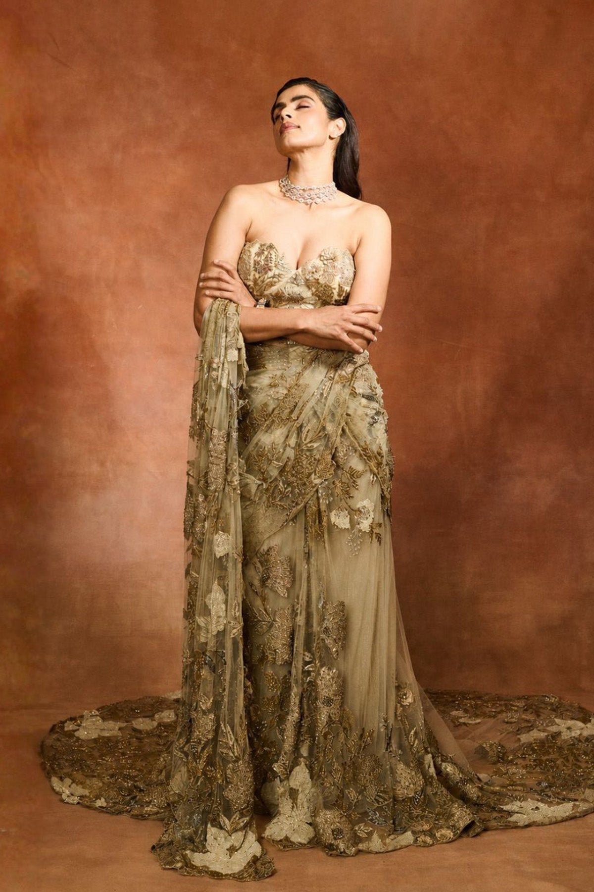 GOLD PATCH SAREE SET