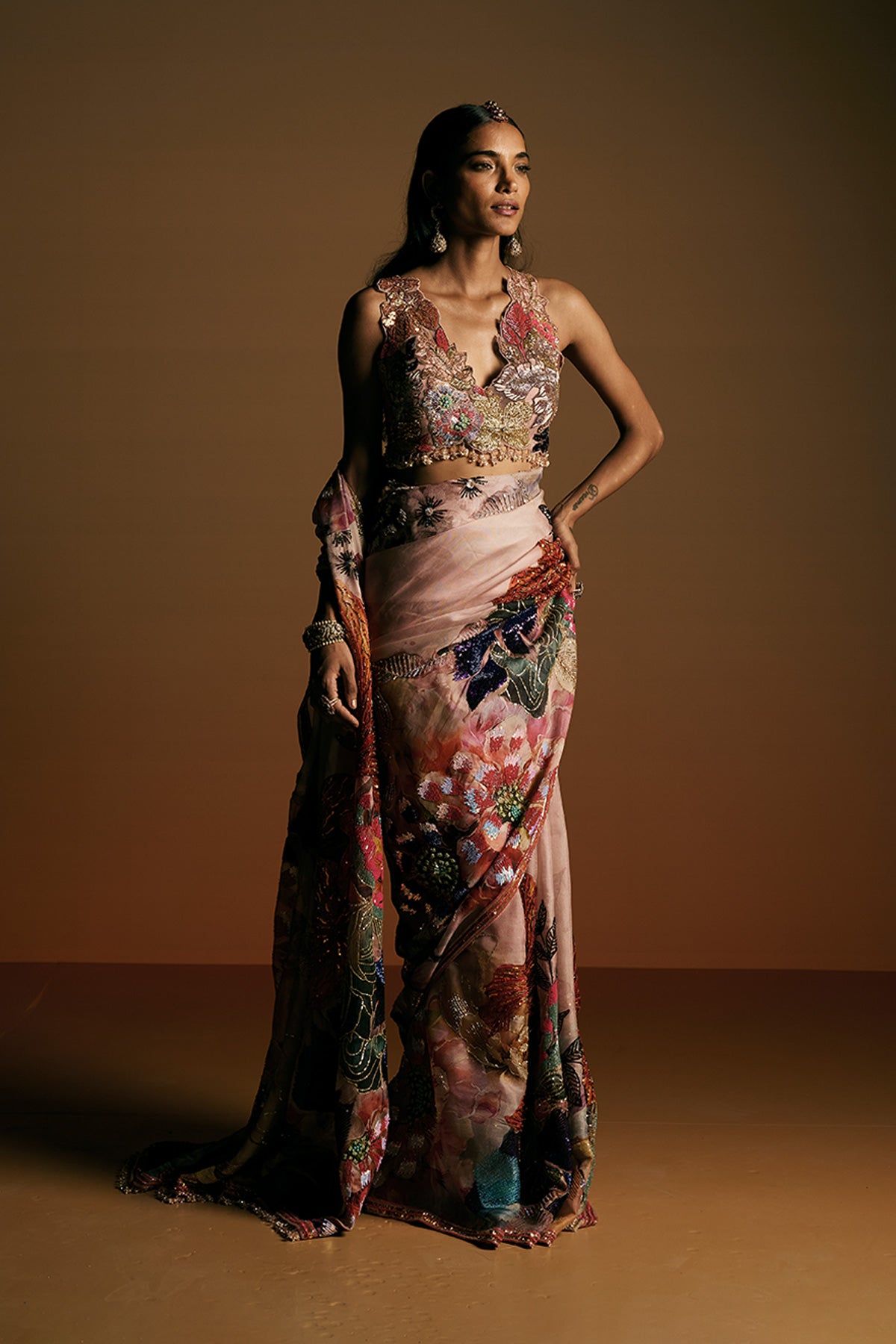 Rose Bloom Saree Set