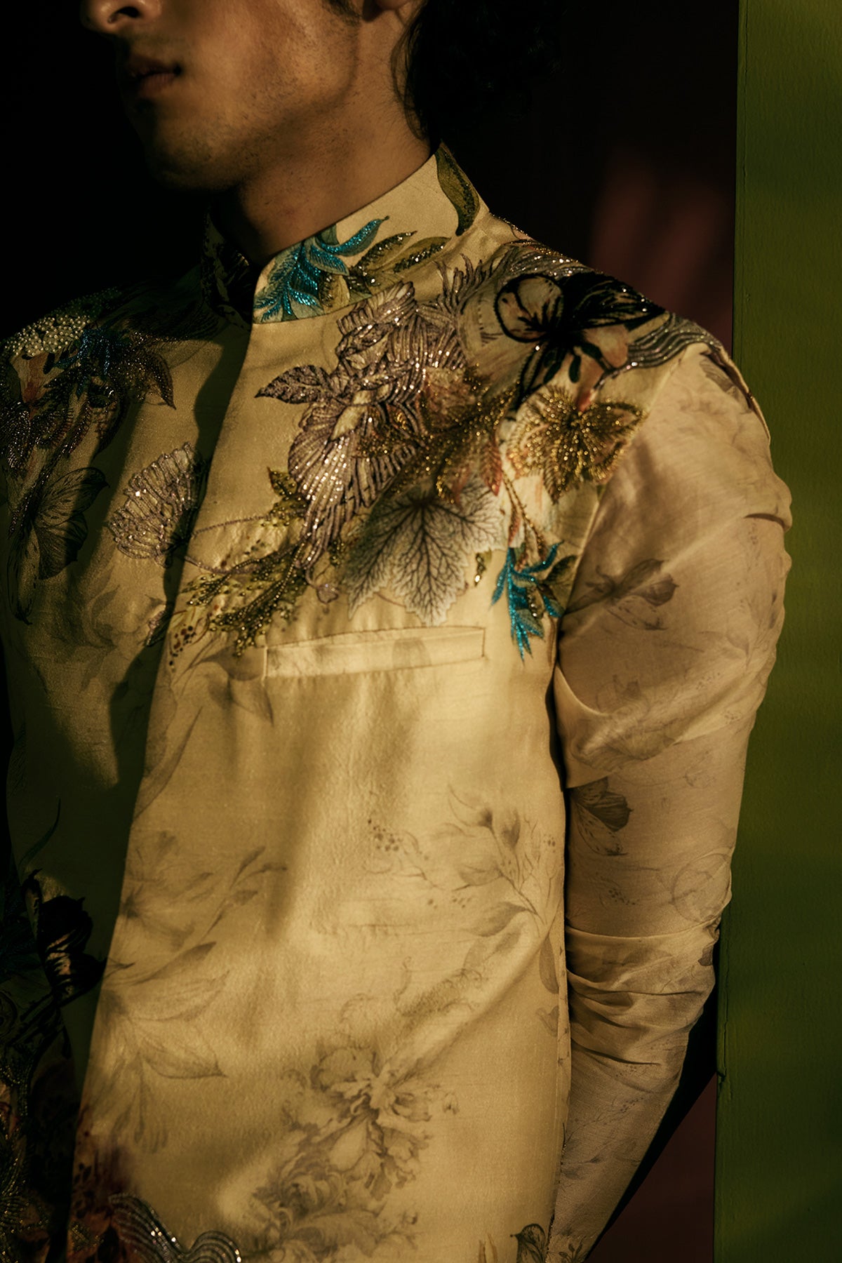 Beige Multicolor Printed Bundi
