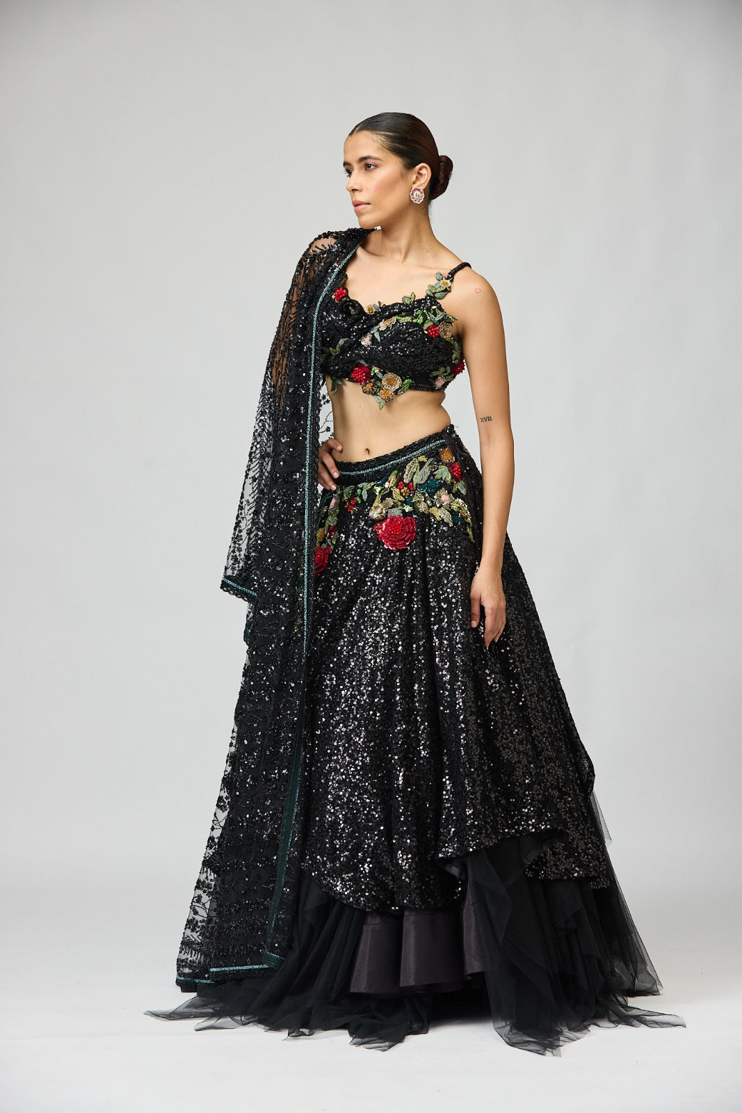 BLACK SEQUIN LEHENGA SET