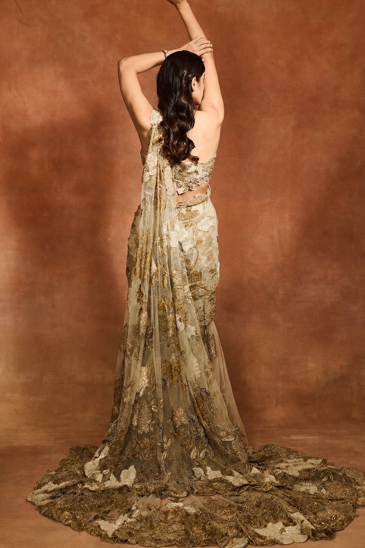 GOLD PATCH SAREE SET